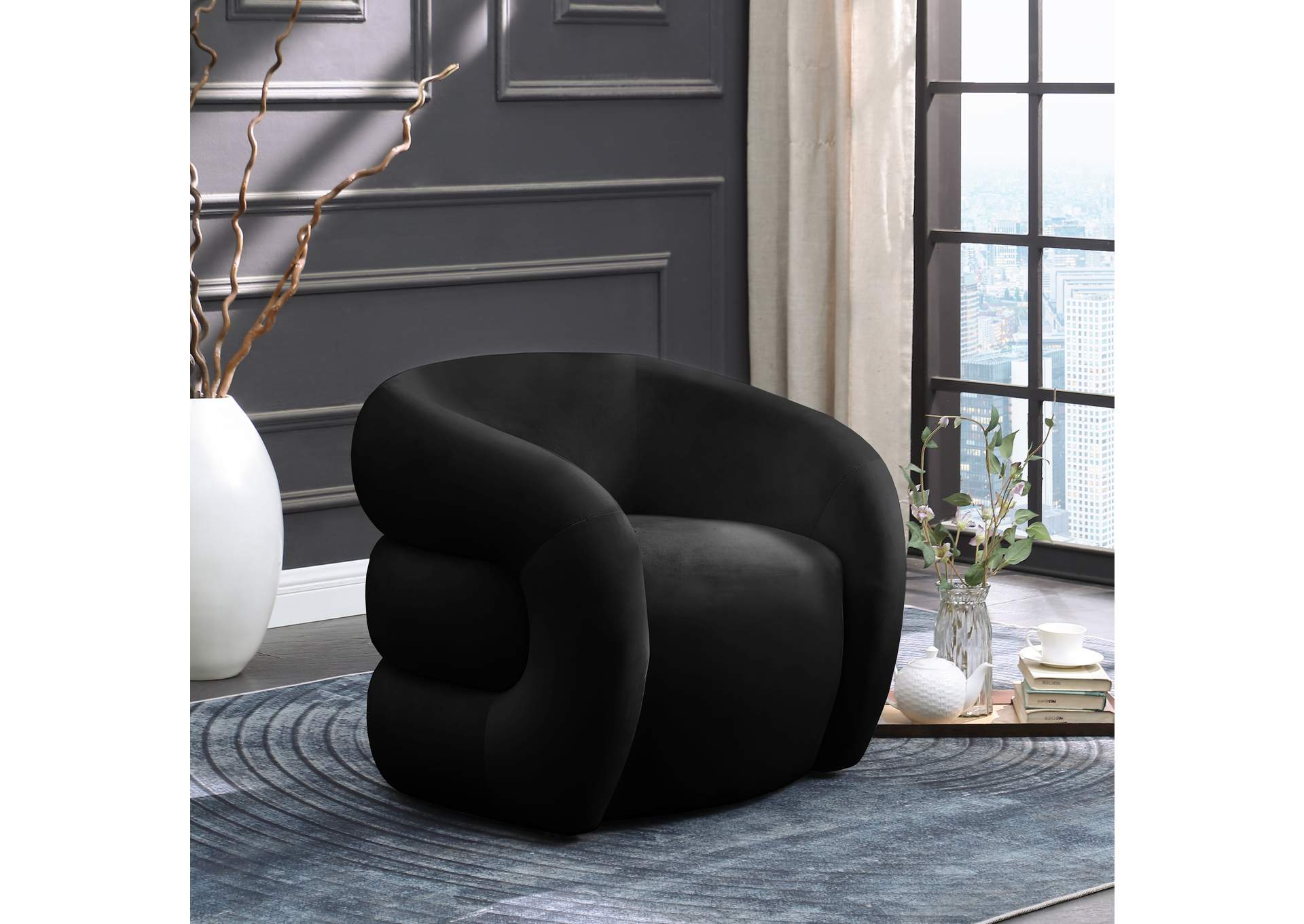 Roxbury Black Velvet Accent Chair