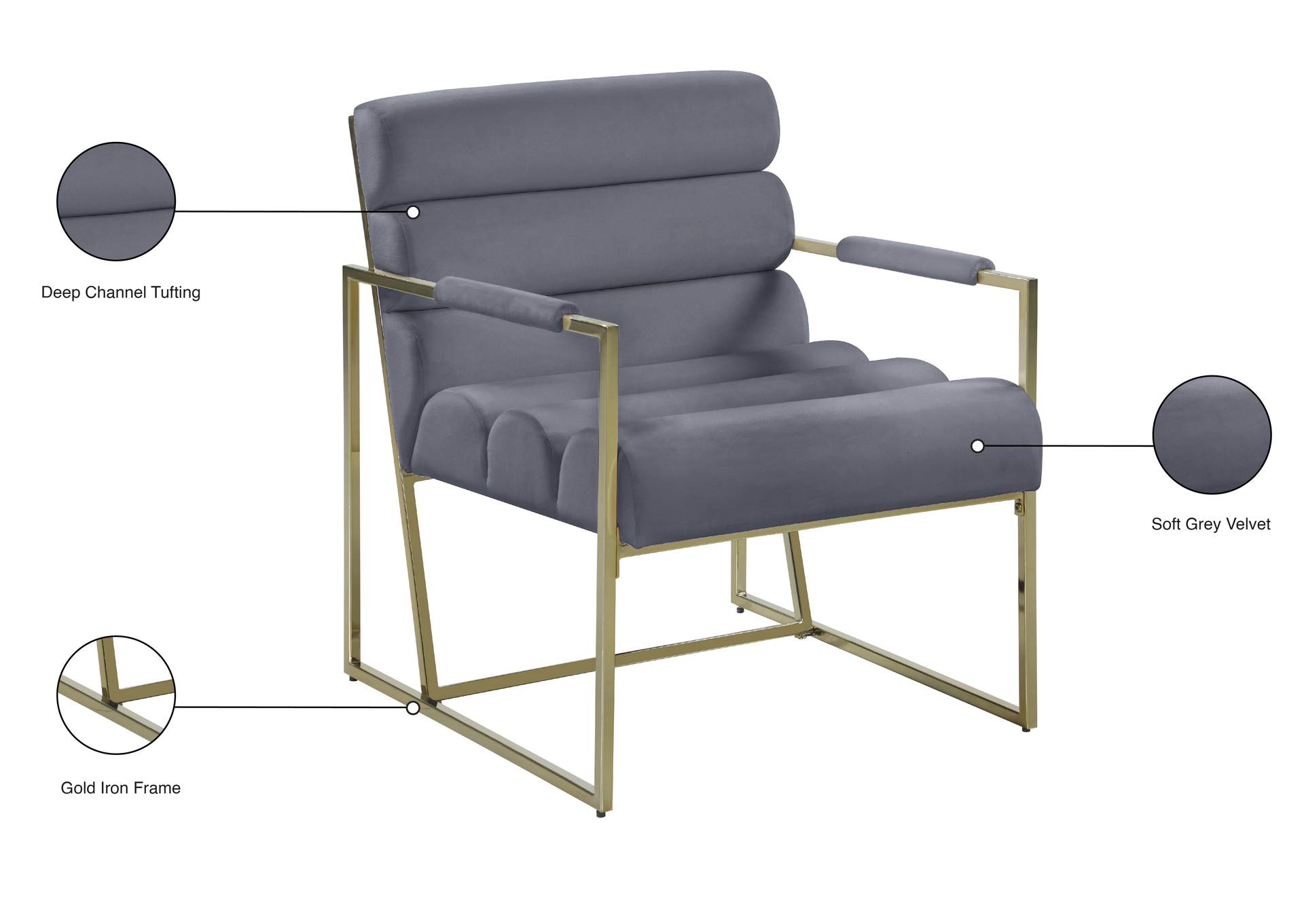 Wayne Grey Velvet Accent Chair