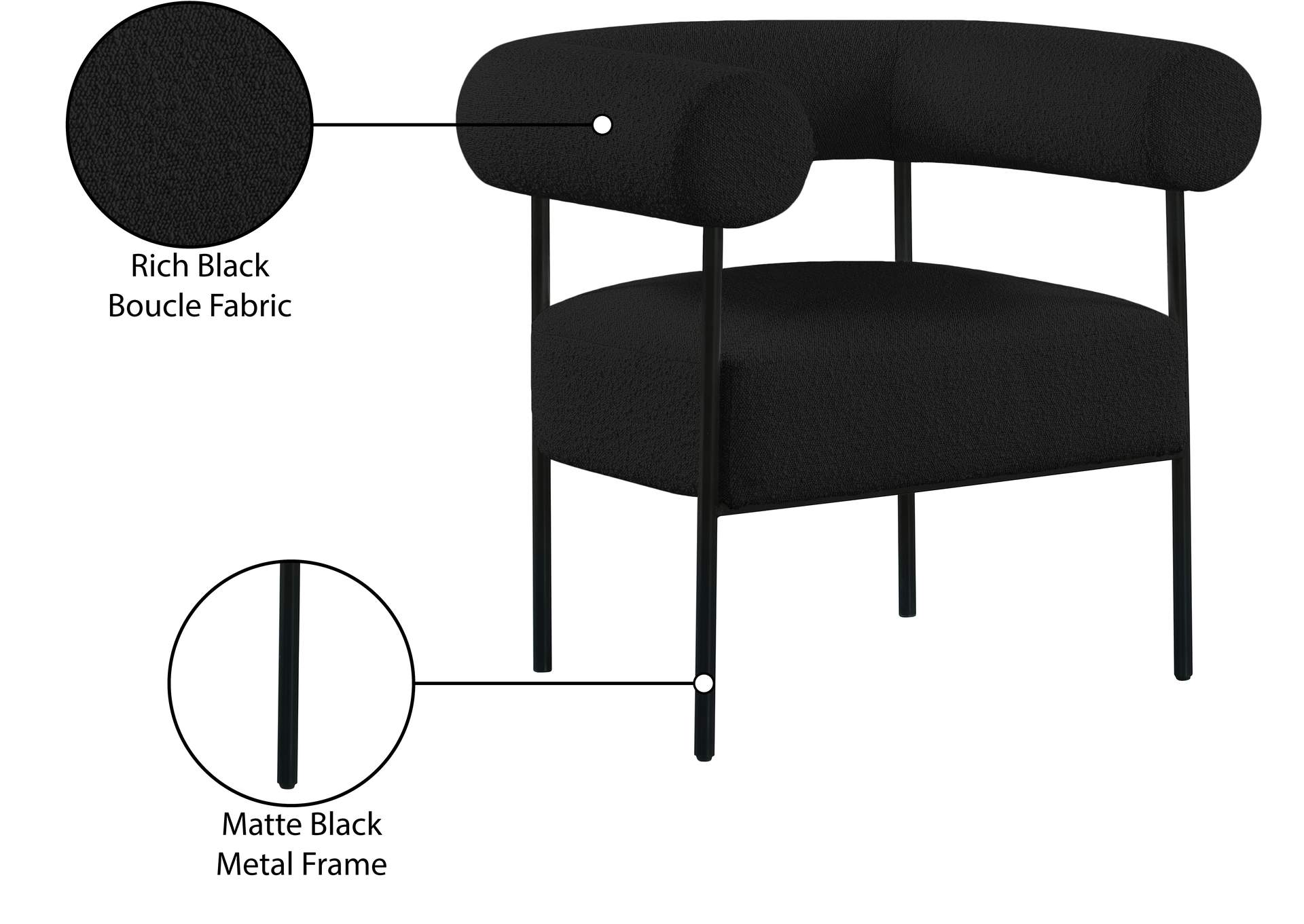 Blake Black Boucle Fabric Accent Chair