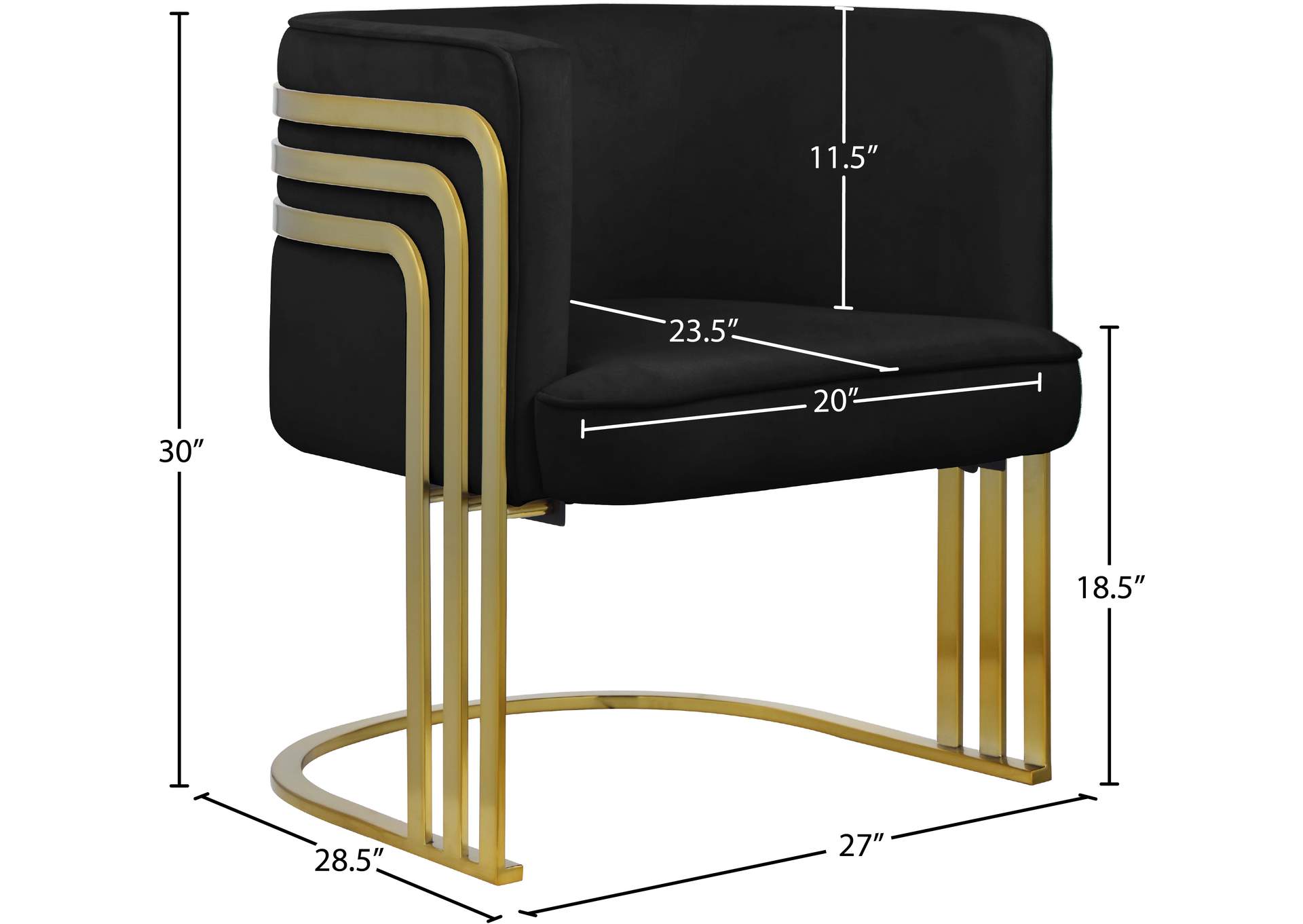 Rays Black Velvet Accent Chair