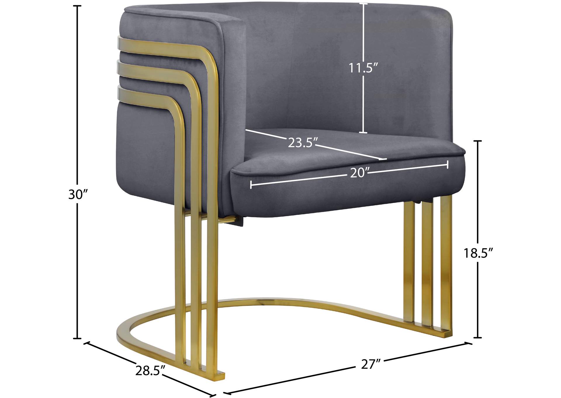 Rays Grey Velvet Accent Chair