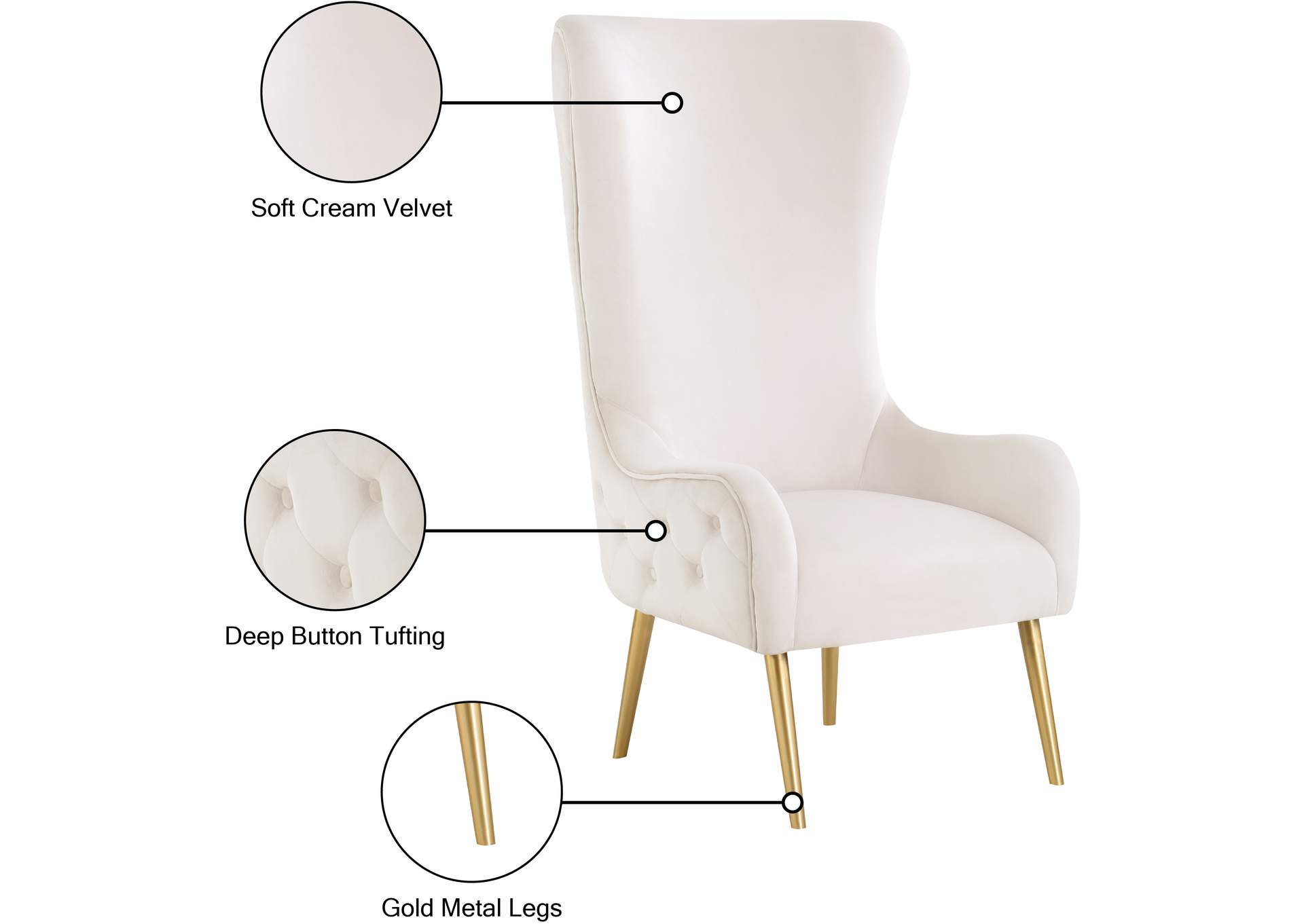 Alexander Cream Velvet Accent Chair