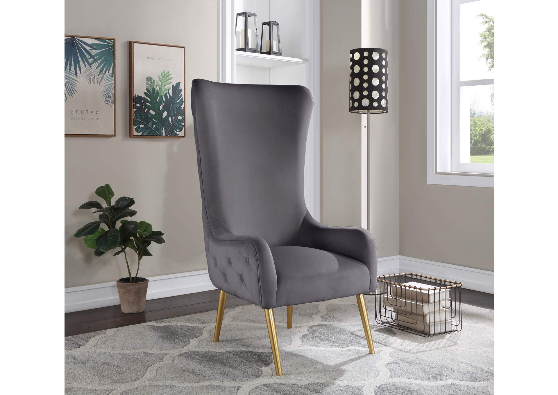Alexander Grey Velvet Accent Chair