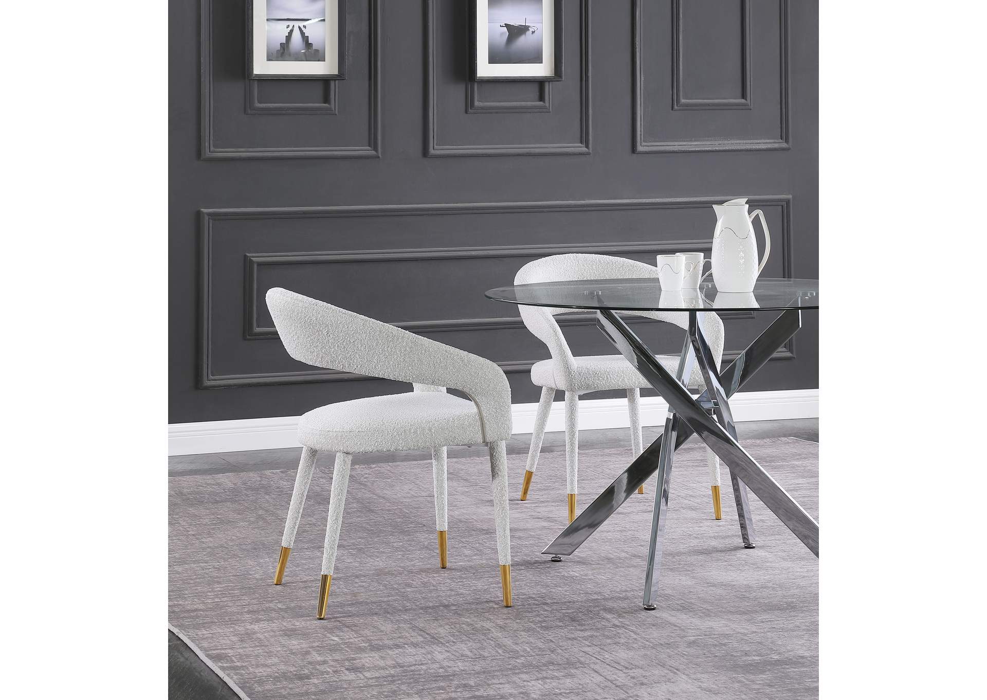 Destiny Cream Boucle Fabric Dining Chair