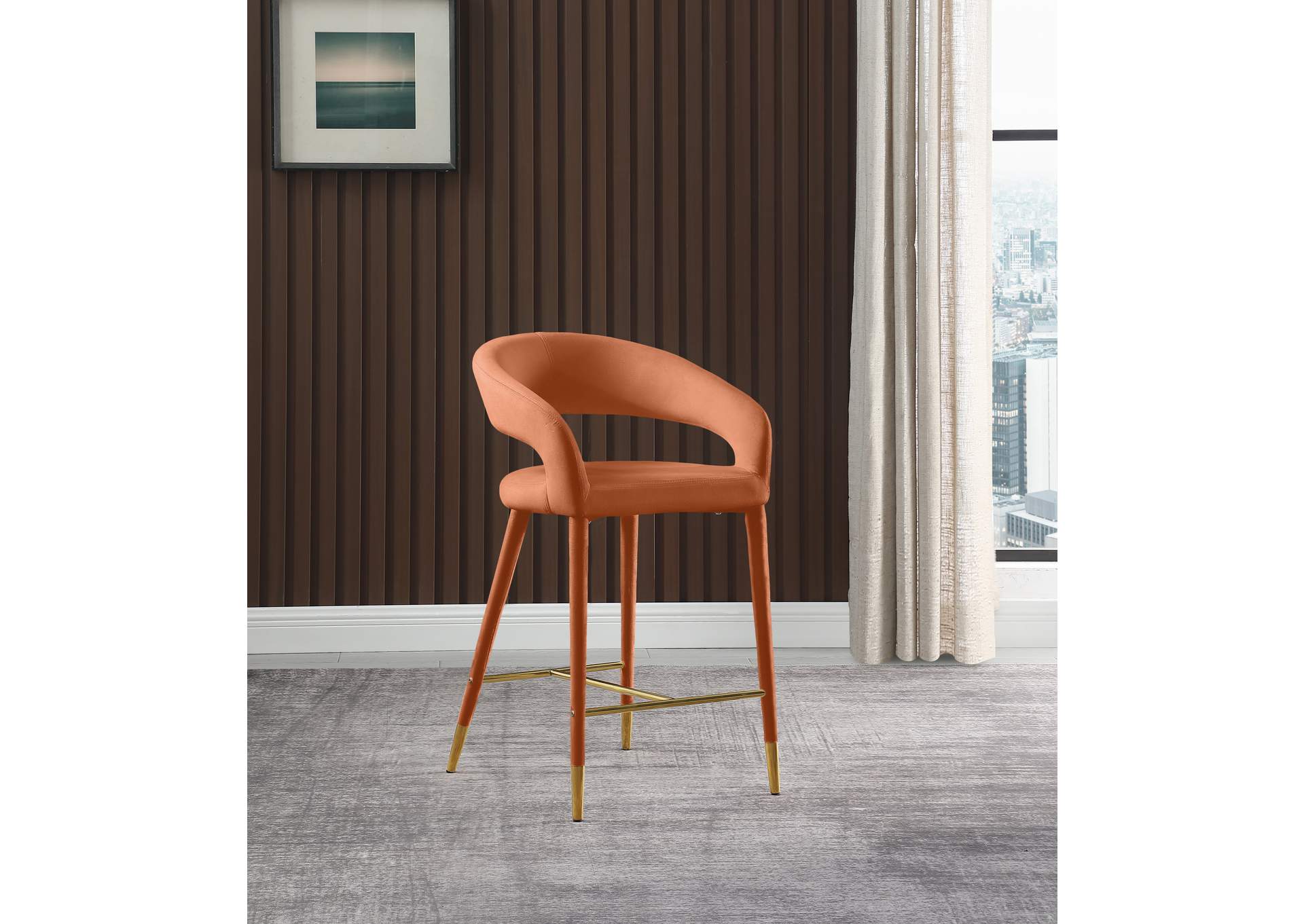 Destiny Cognac Velvet Stool
