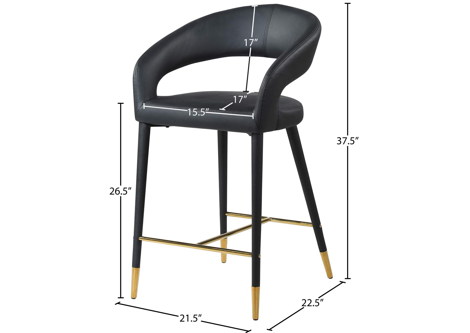 Destiny Black Vegan Leather Stool