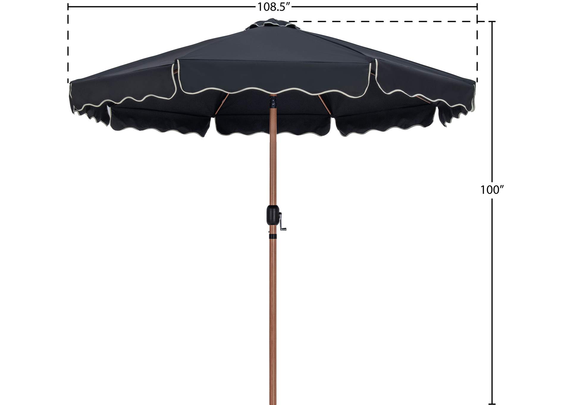 Amalfi Black With Cream Piping Fabric Patio Umbrellas image 11