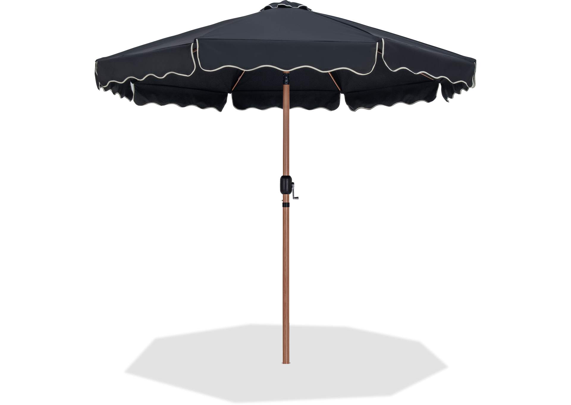 Amalfi Black With Cream Piping Fabric Patio Umbrellas image 1