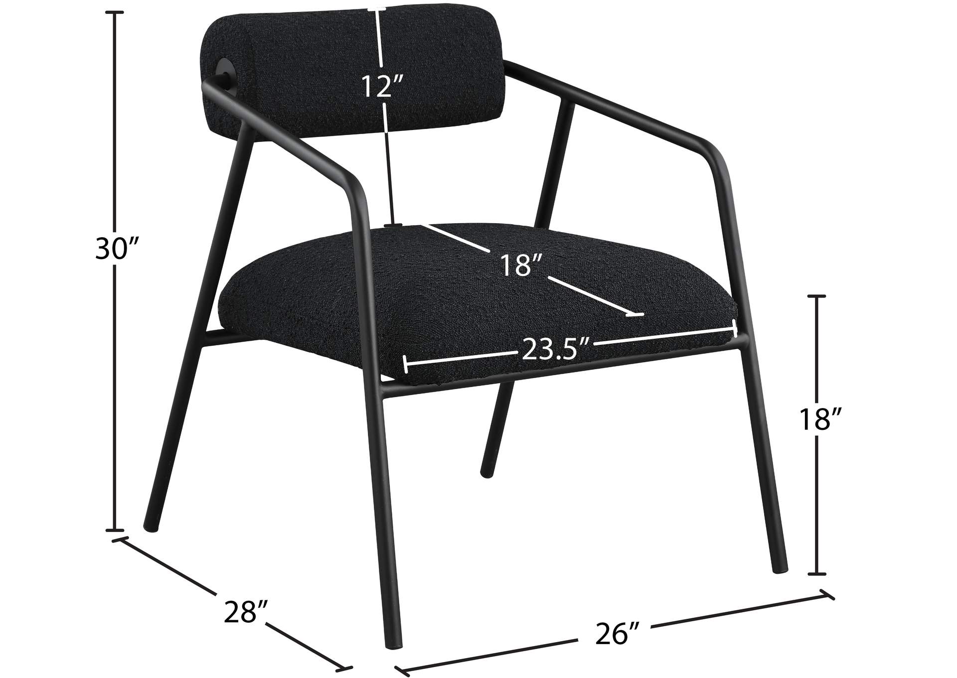 Carly Black Fabric Accent Chair