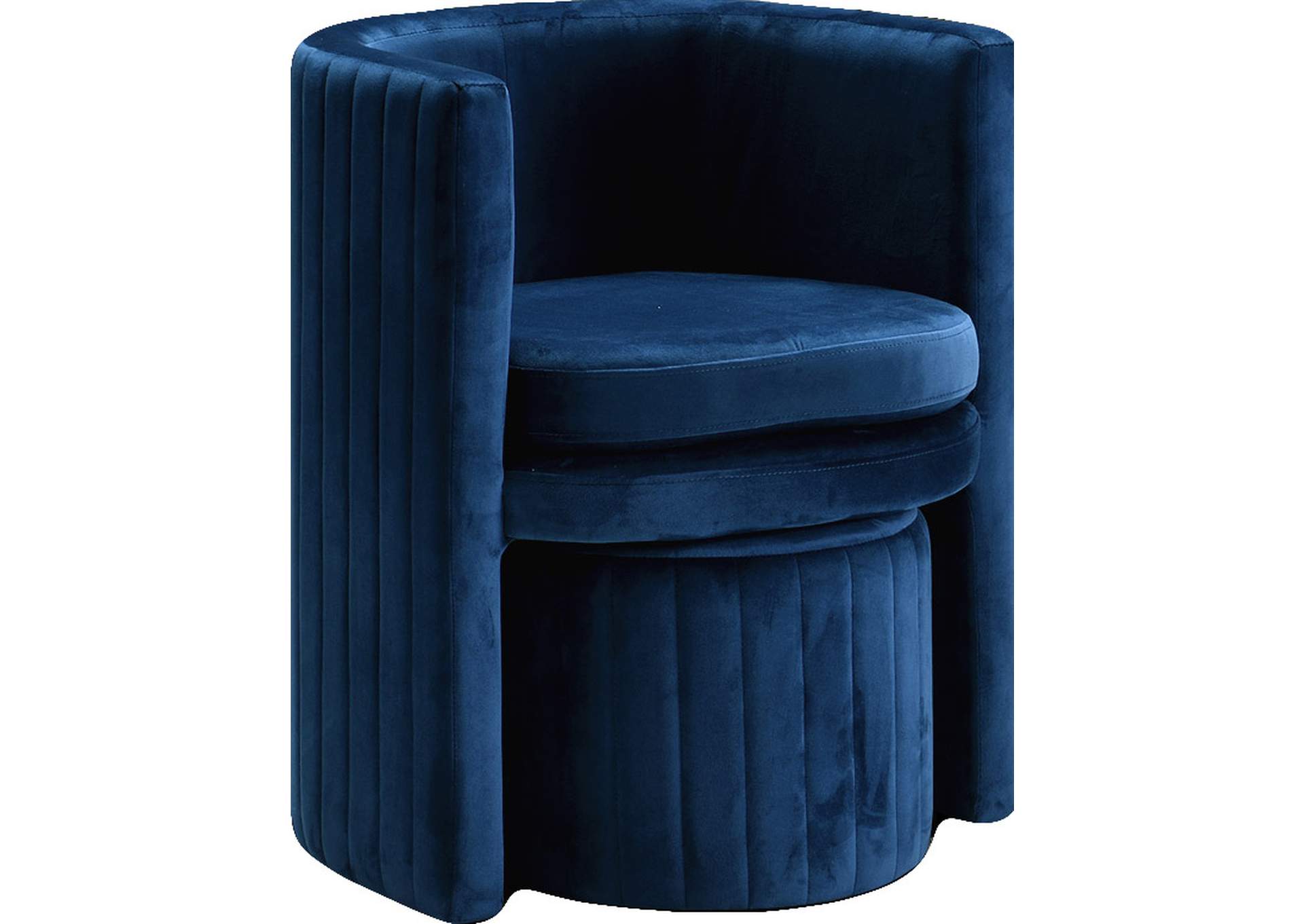 Selena Navy Velvet Accent Chair And Ottoman Set
