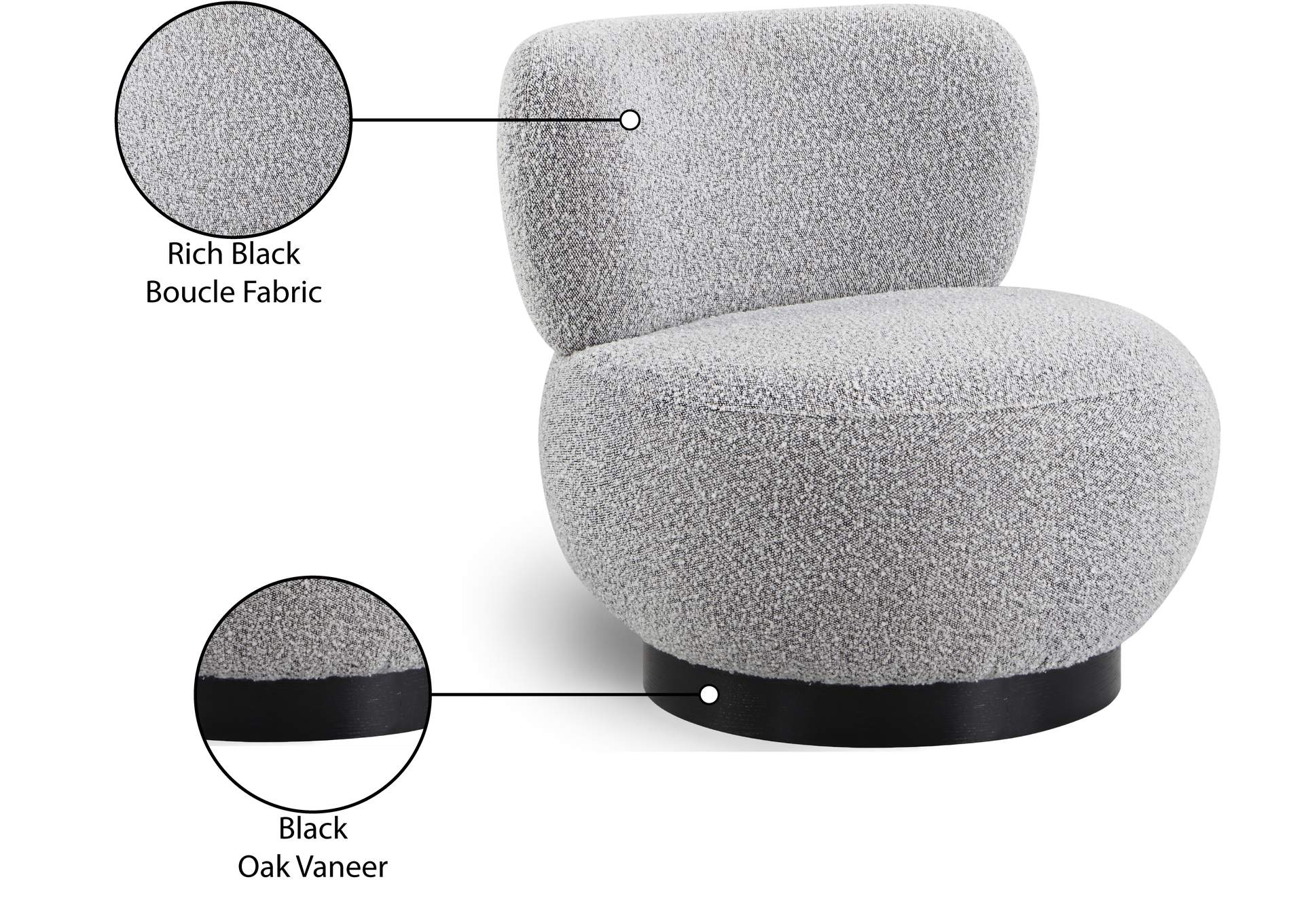 Calais Grey Boucle Fabric Accent Chair