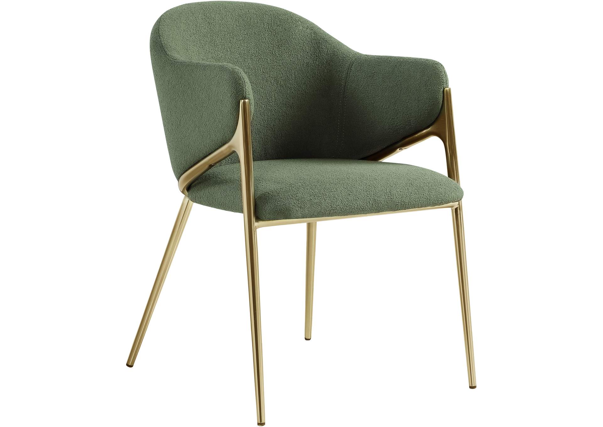 Nial Green Boucle Fabric Dining Chair