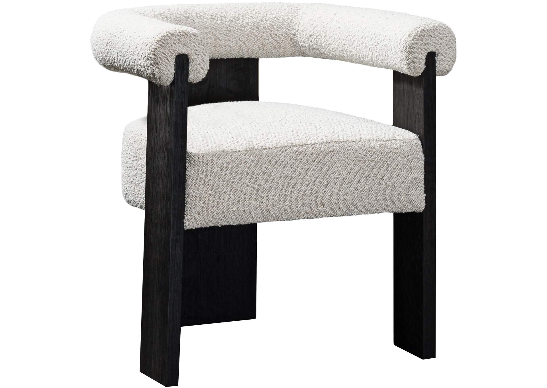 Barrel Cream Boucle Fabric Dining Chair