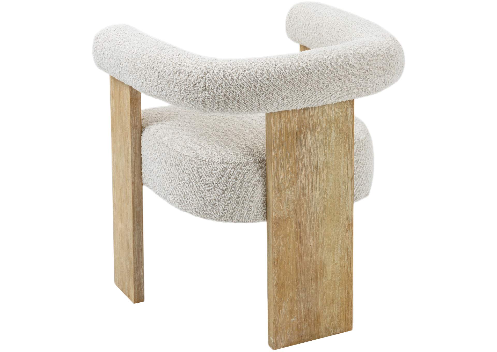 Barrel Cream Boucle Fabric Dining Chair