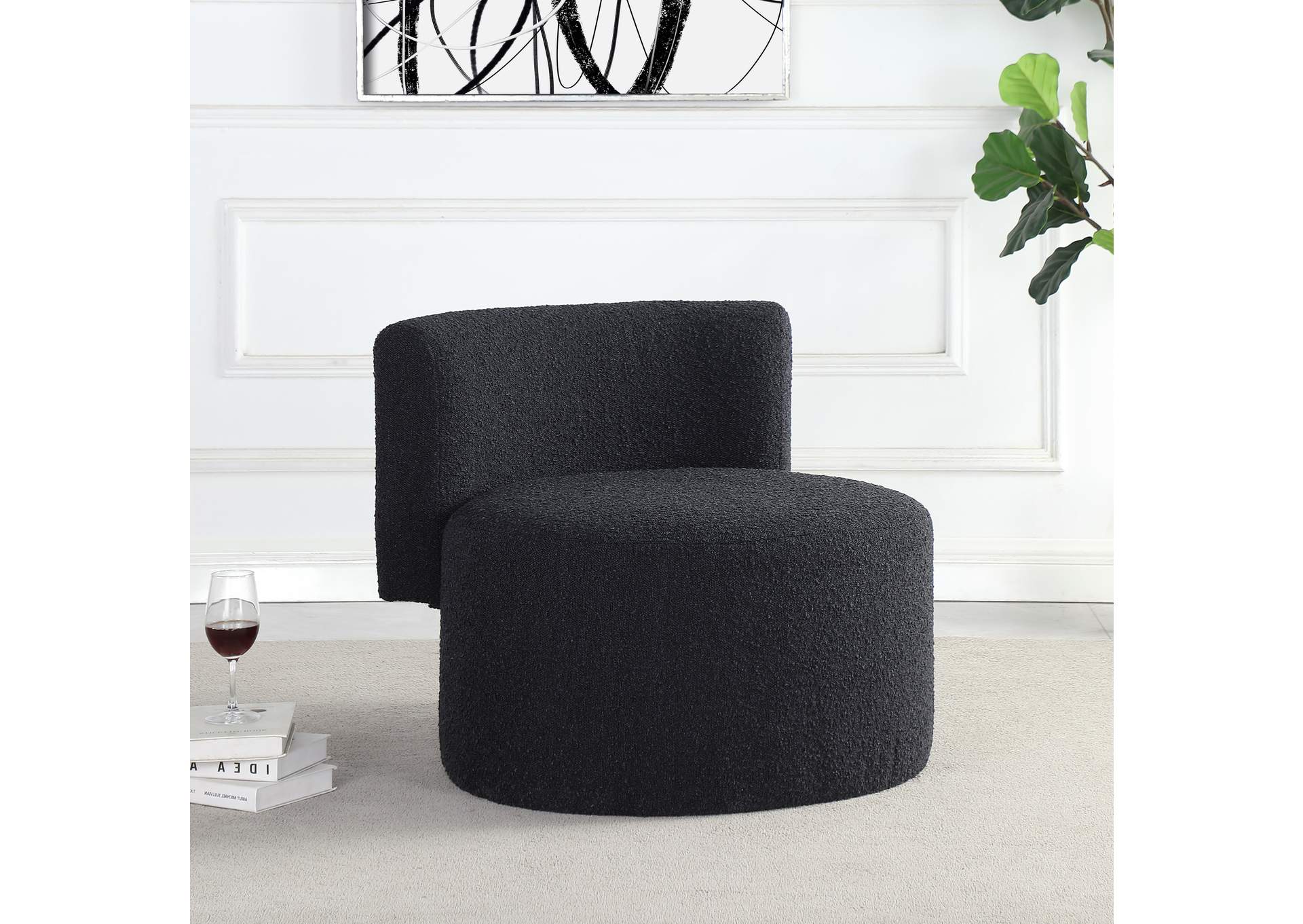 Como Black Boucle Fabric Accent Chair
