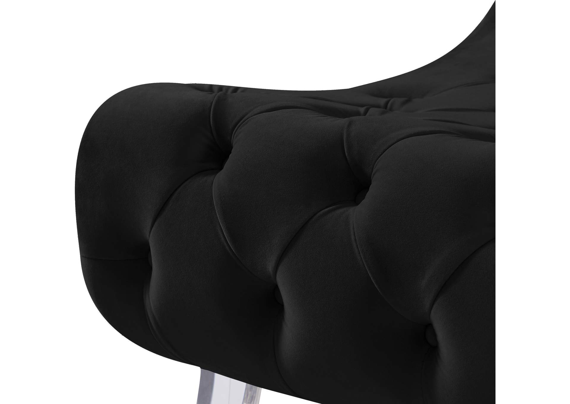 Crescent Black Velvet Accent Chair