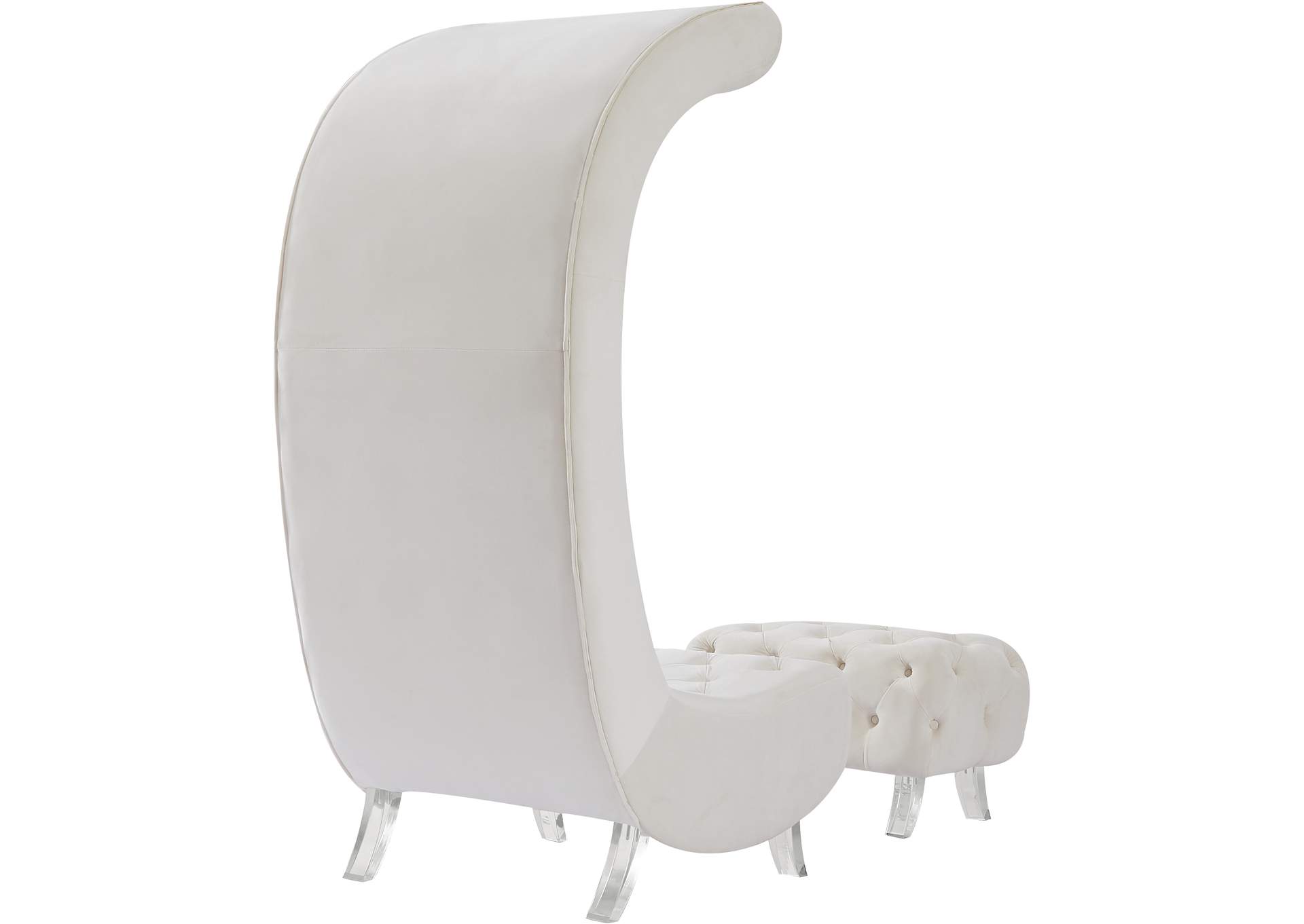 Crescent Cream Velvet Accent Chair