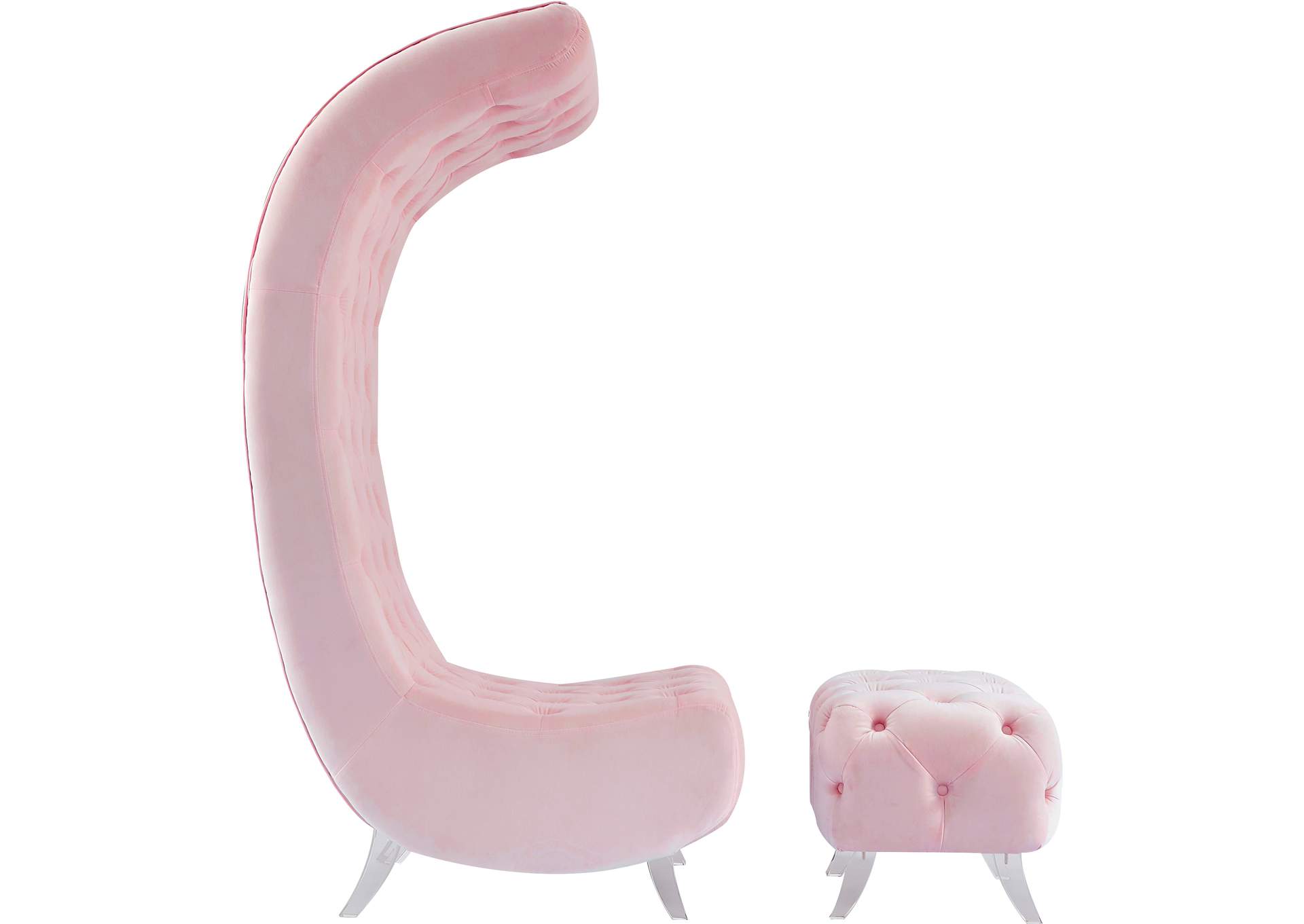Crescent Pink Velvet Accent Chair