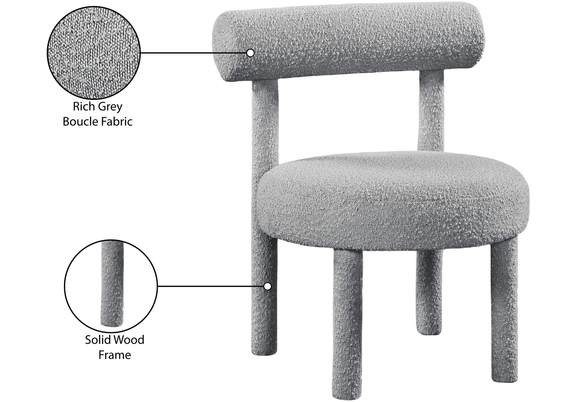 Parlor Grey Boucle Fabric Accent Chair