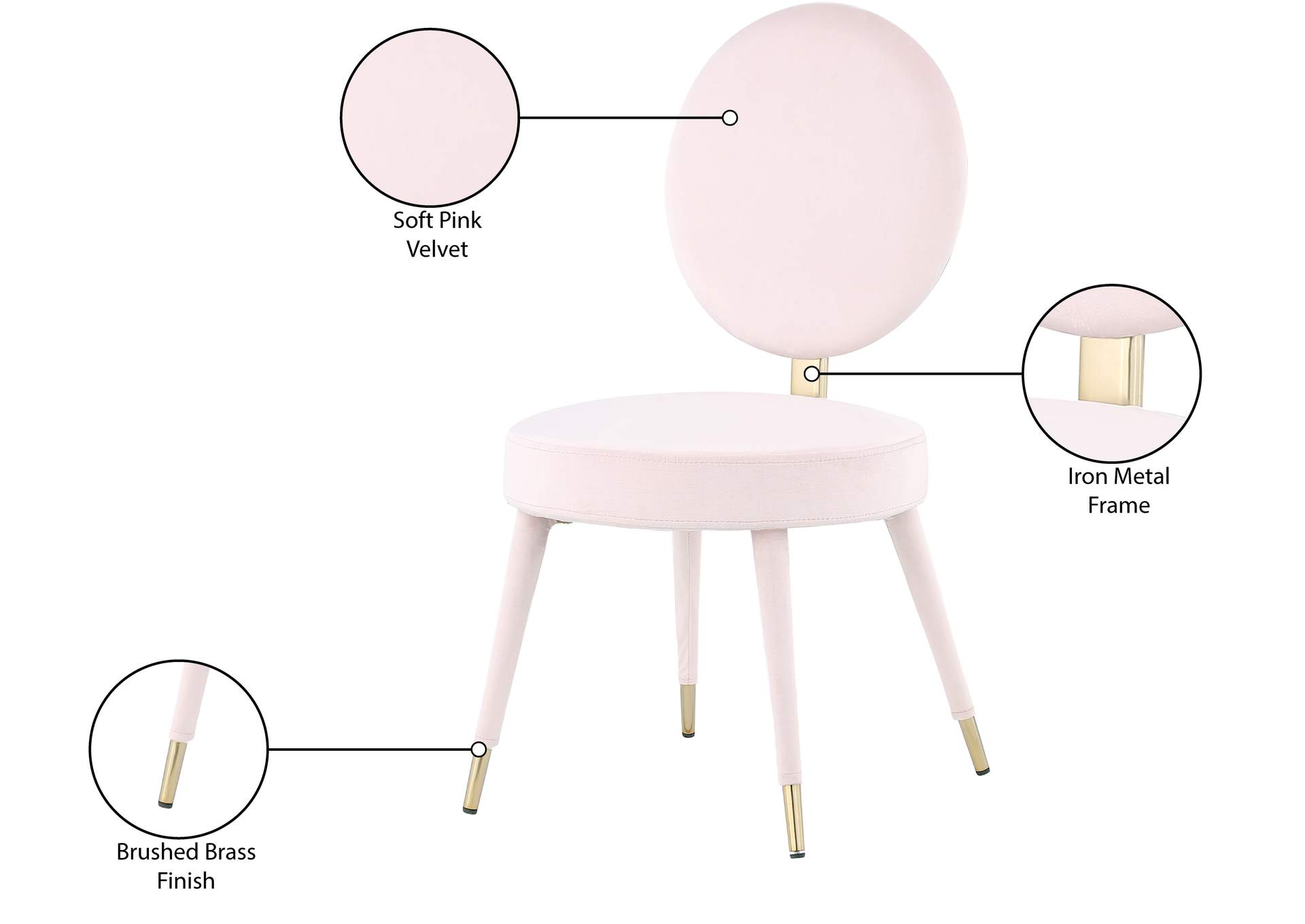 Brandy Pink Velvet Dining Chair