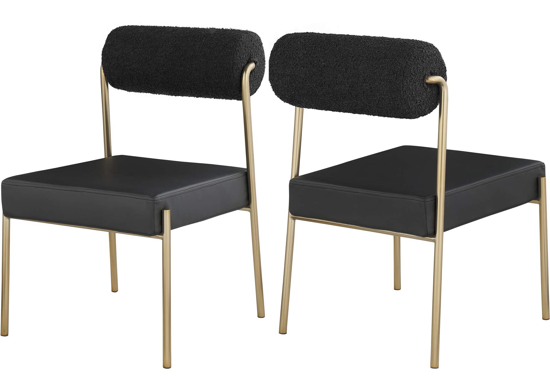 Carly Black Faux Leather Seat And Boucle Fabric Back Dining Chair