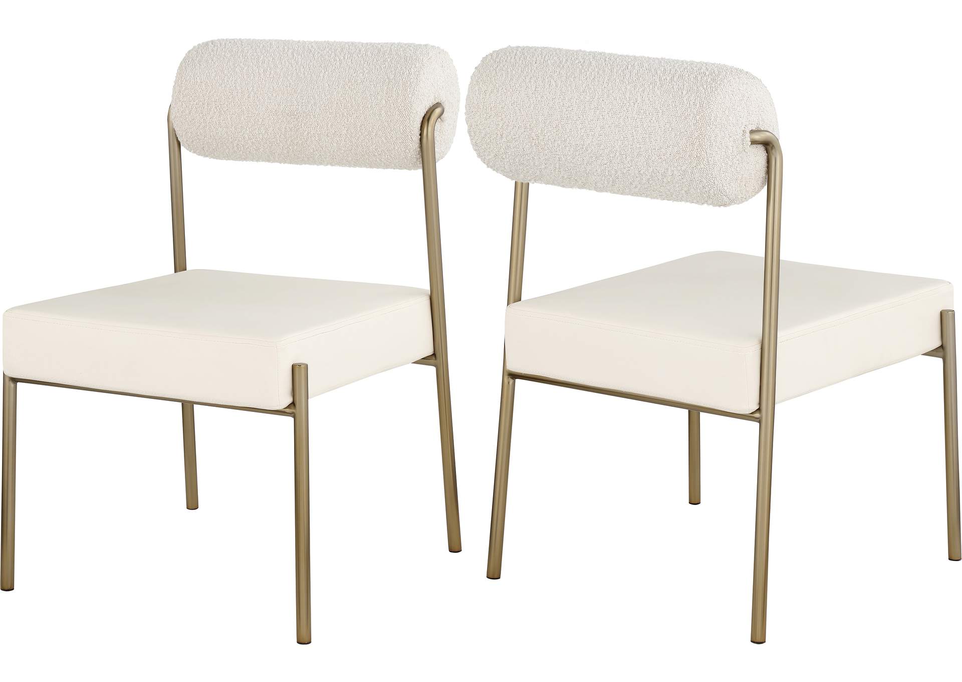 Carly Cream Faux Leather Seat And Boucle Fabric Back Dining Chair