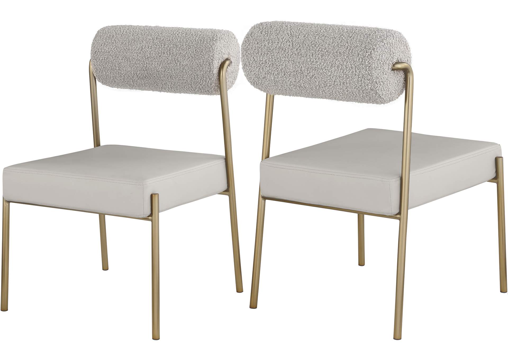 Carly Taupe Faux Leather Seat And Boucle Fabric Back Dining Chair