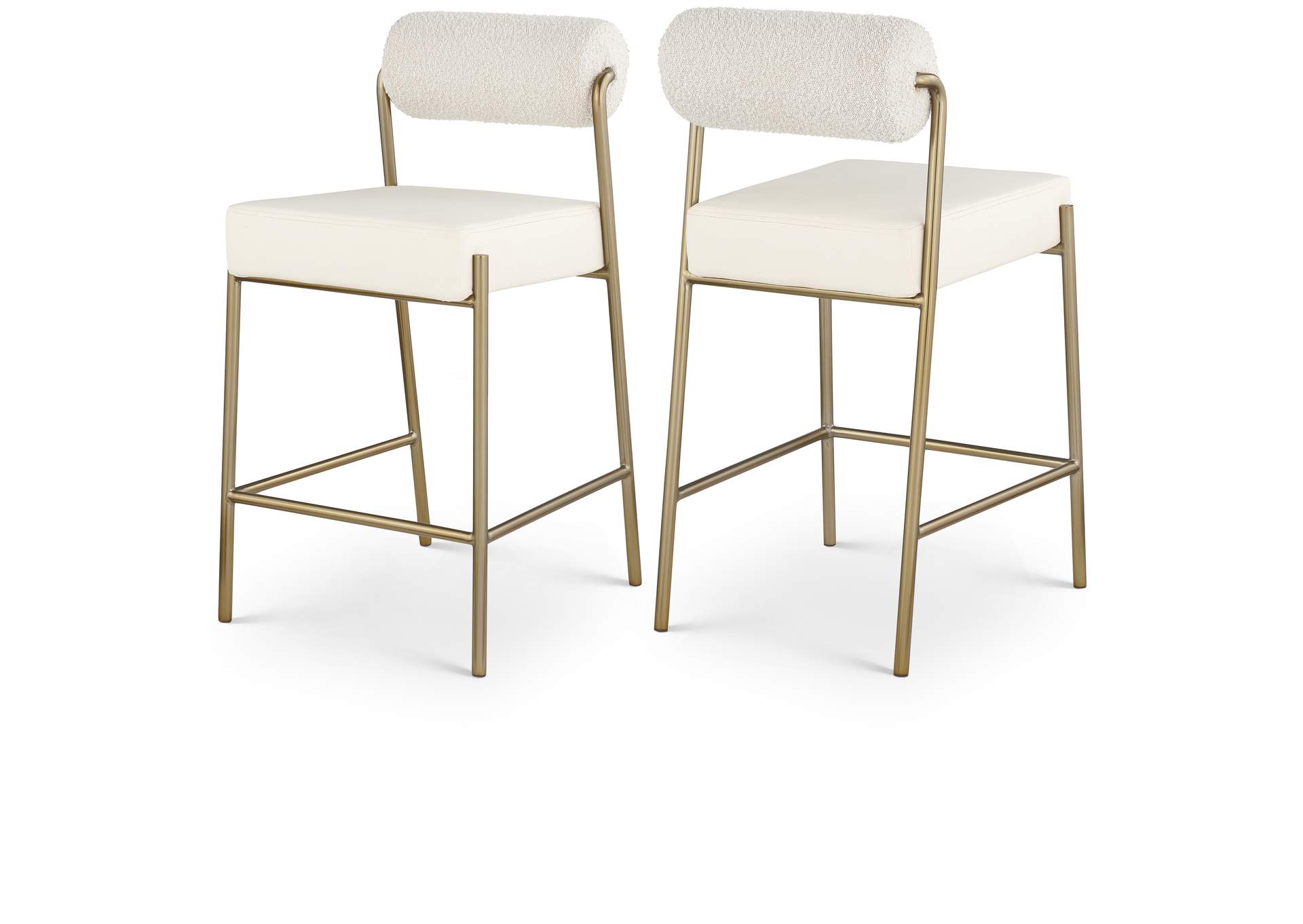 Carly Cream Faux Leather Seat And Boucle Fabric Back Counter Stool