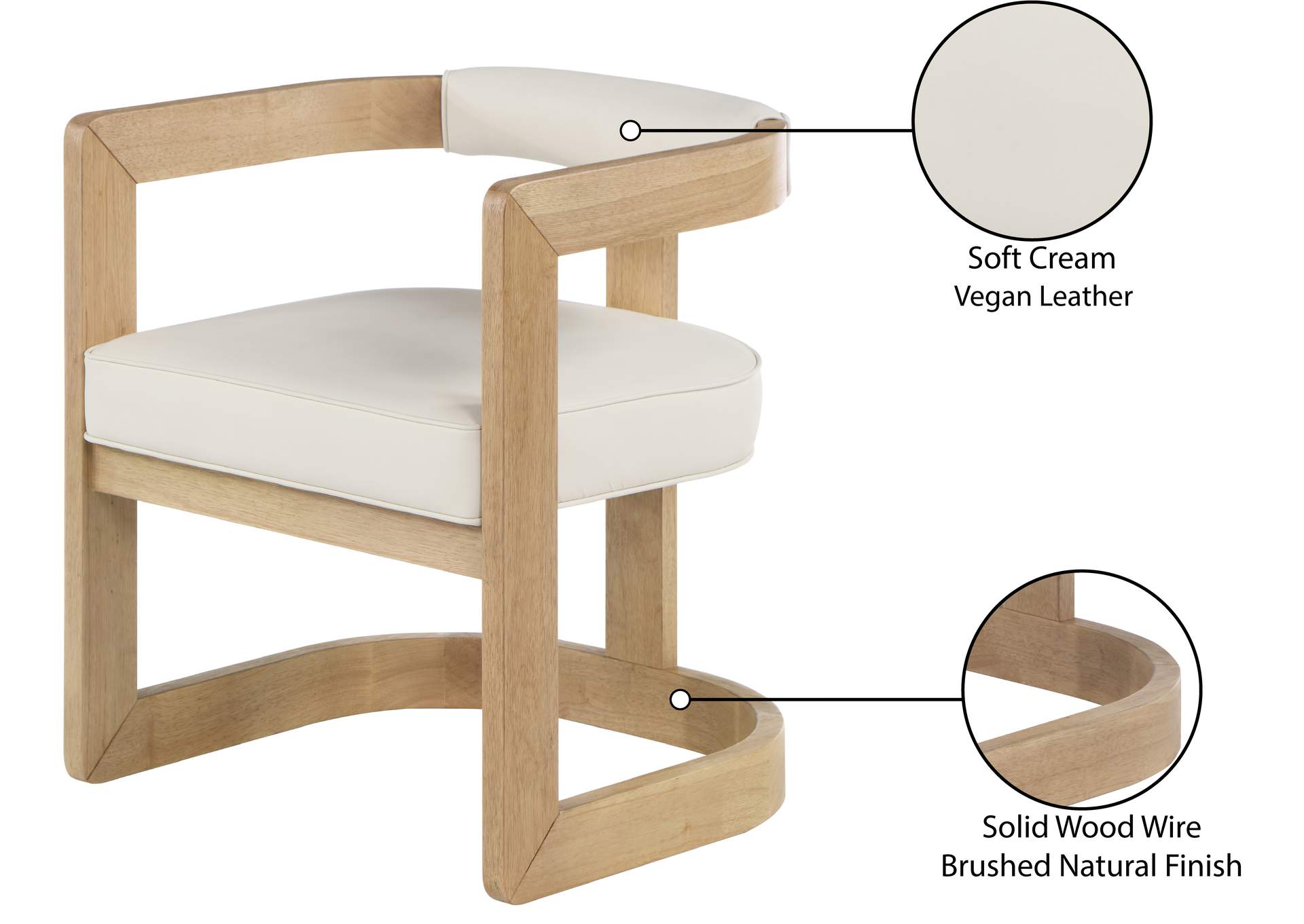 Manchester Cream Vegan Leather Dining Chair