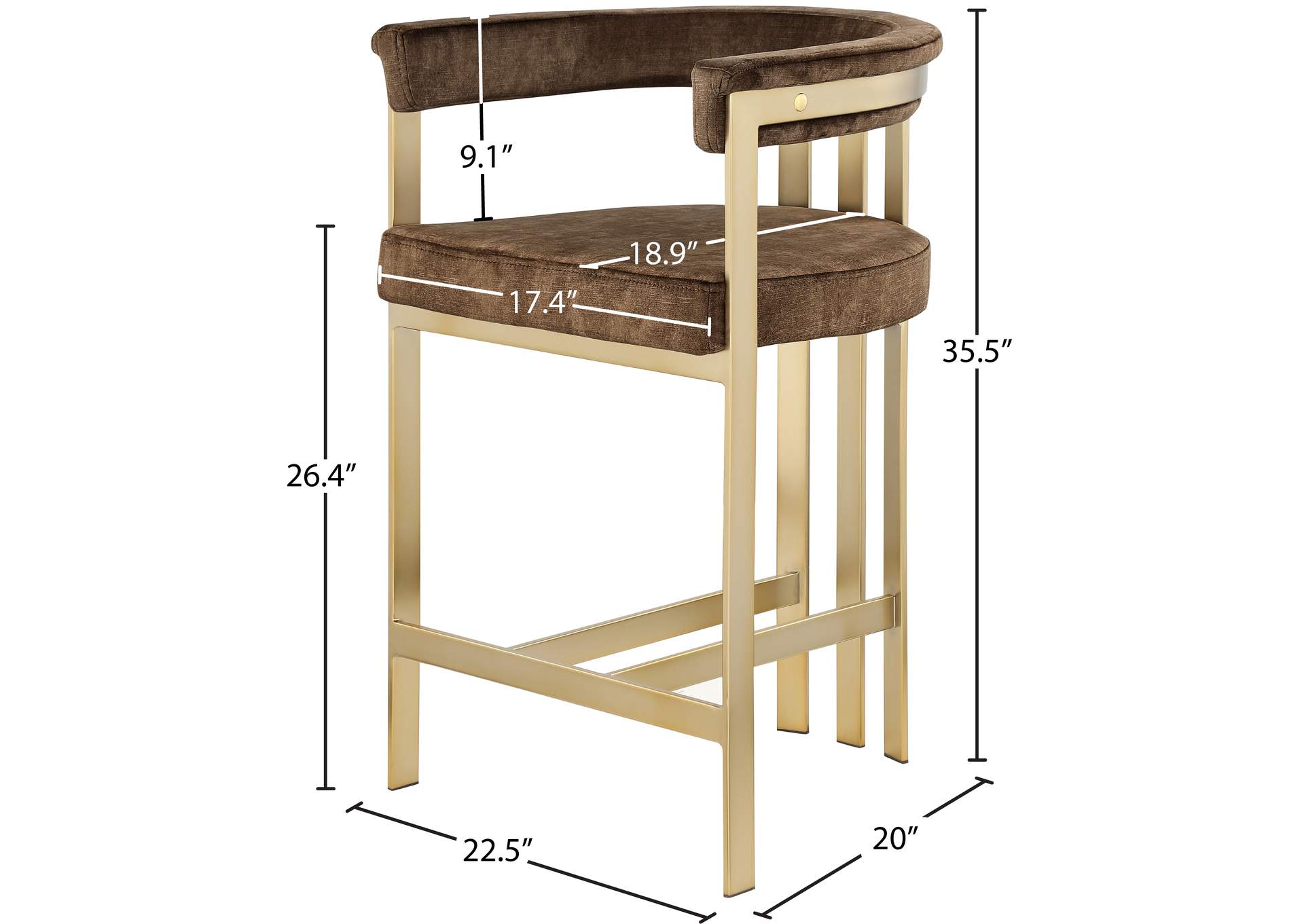 Marcello Brown Velvet Counter Stool image 8