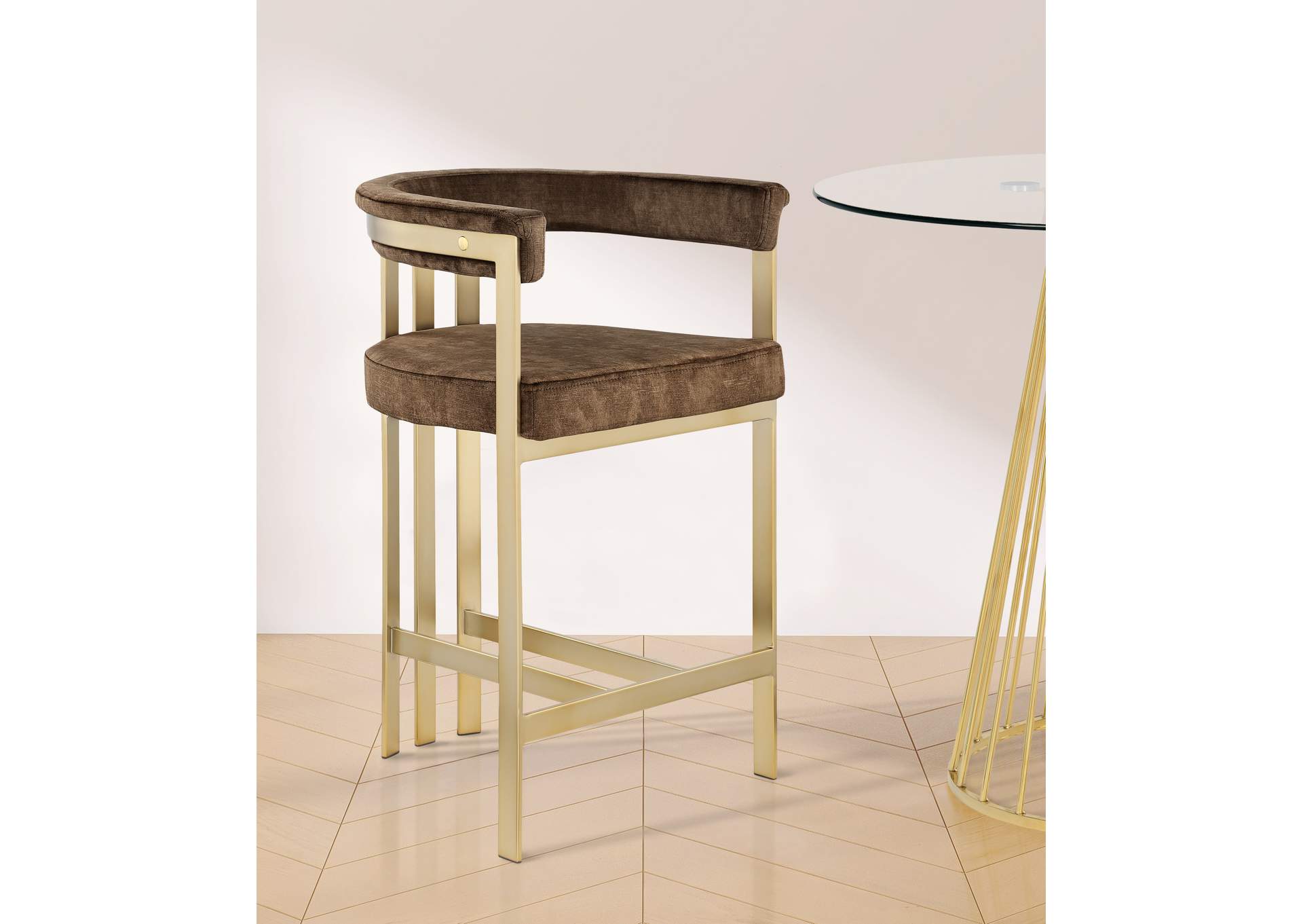 Marcello Brown Velvet Counter Stool image 3
