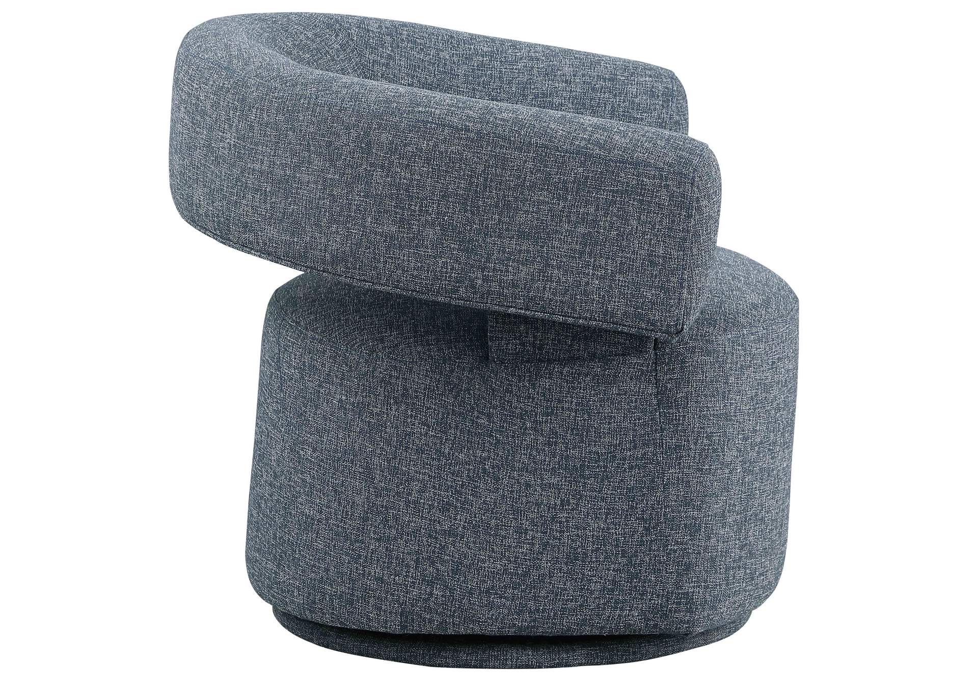 Niya Blue Linen Textured Fabric Swivel Accent Chair