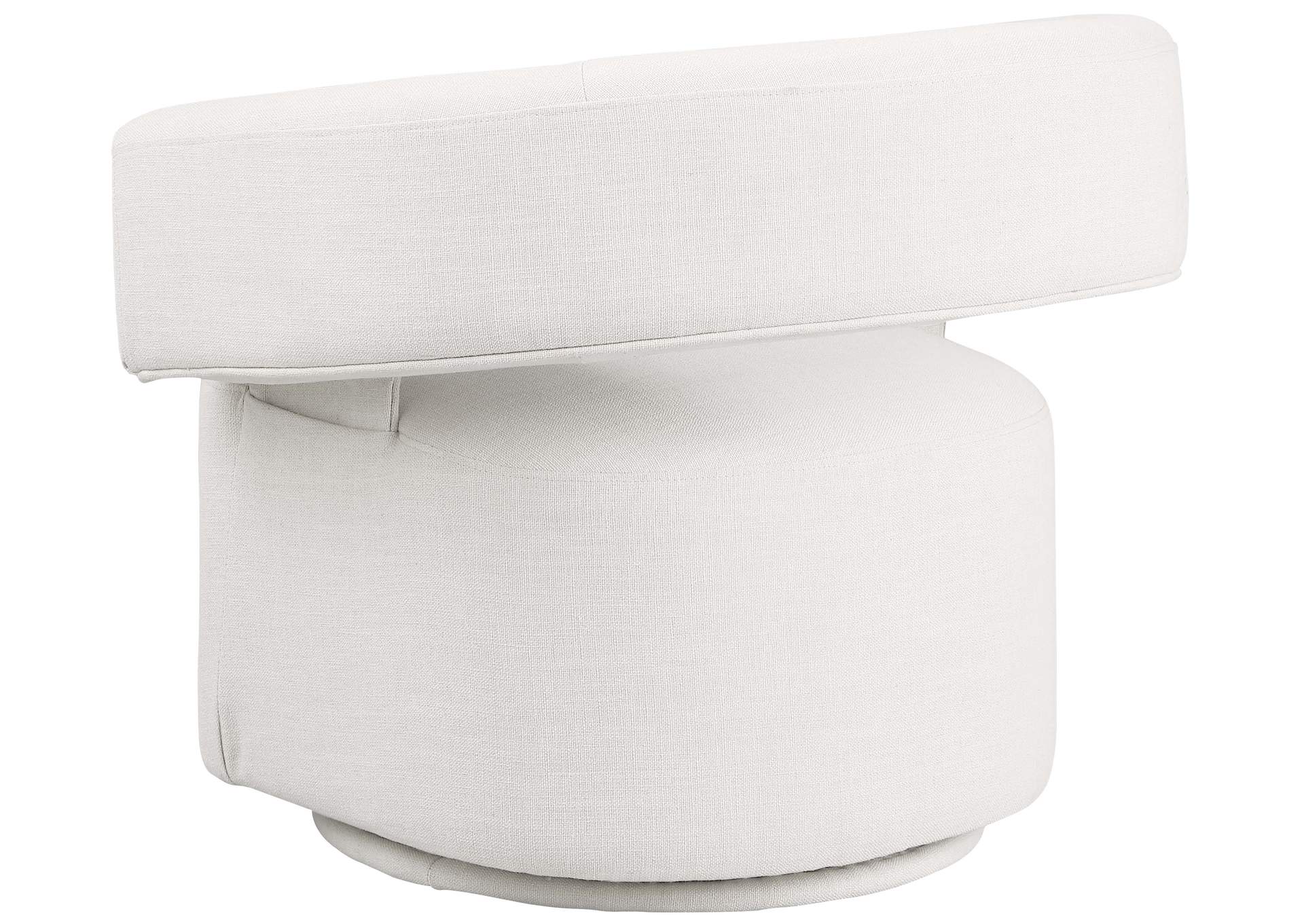 Niya Cream Linen Textured Fabric Swivel Accent Chair