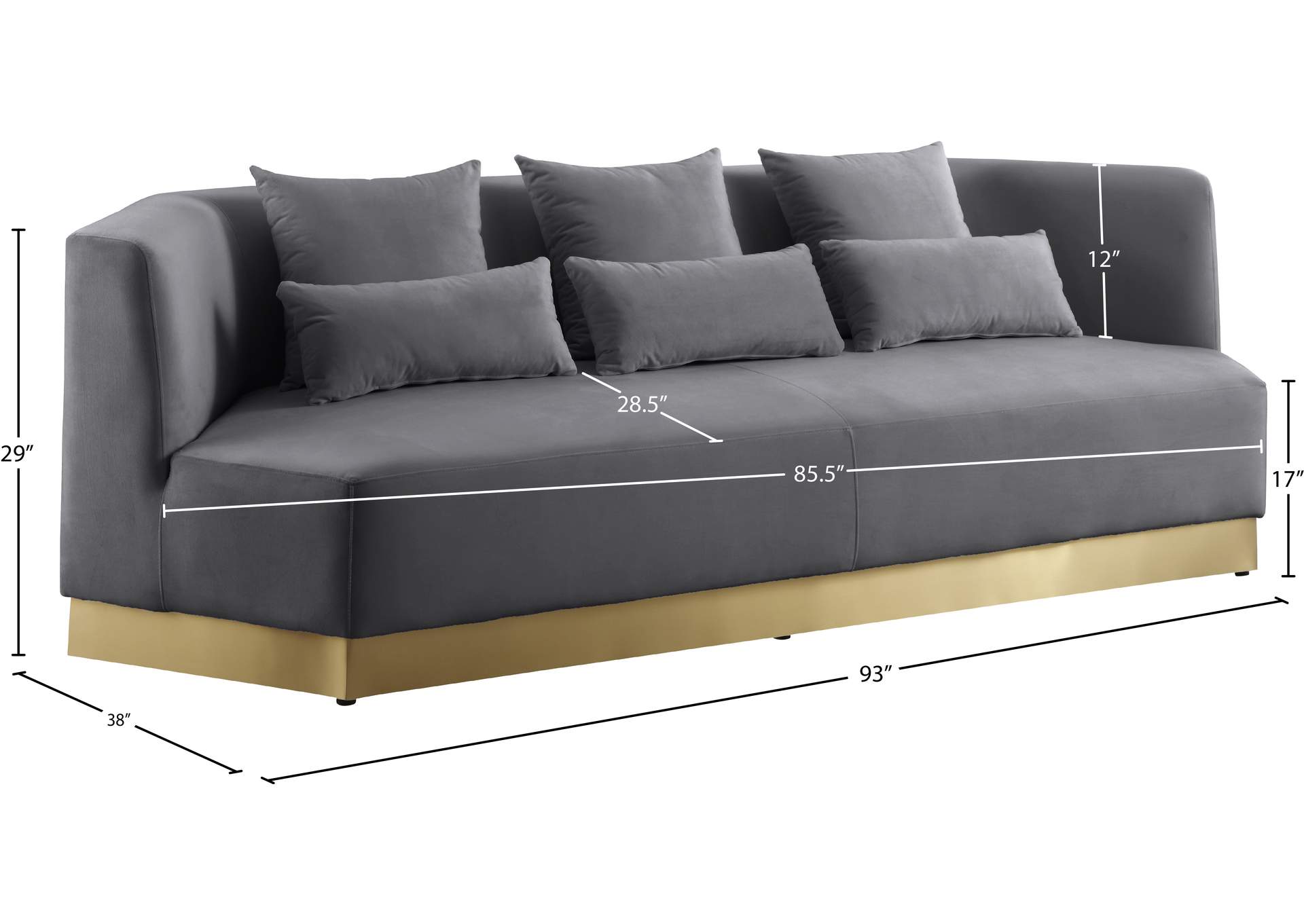 Marquis Grey Velvet Sofa