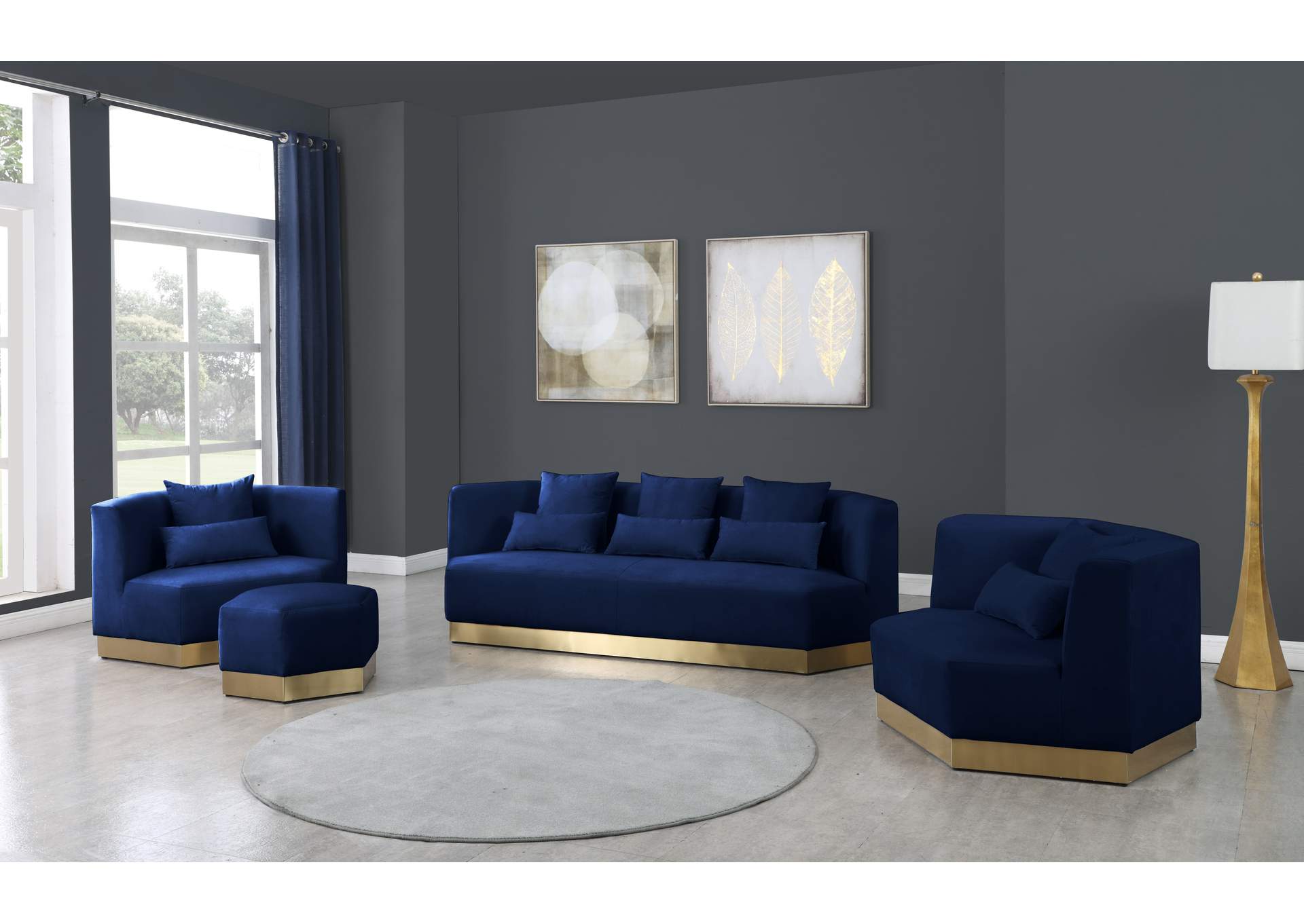 Marquis Navy Velvet Sofa