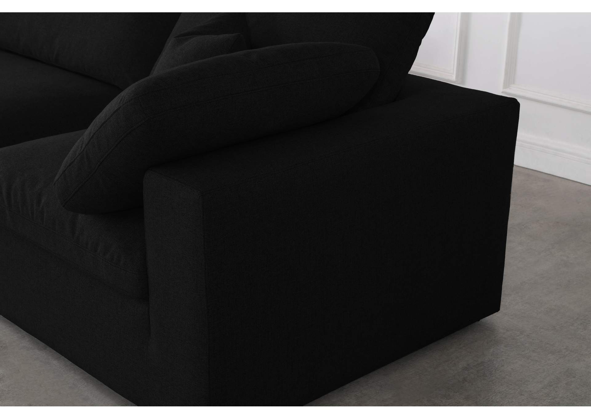 Serene Black Linen Textured Fabric Deluxe Comfort Modular Sectional