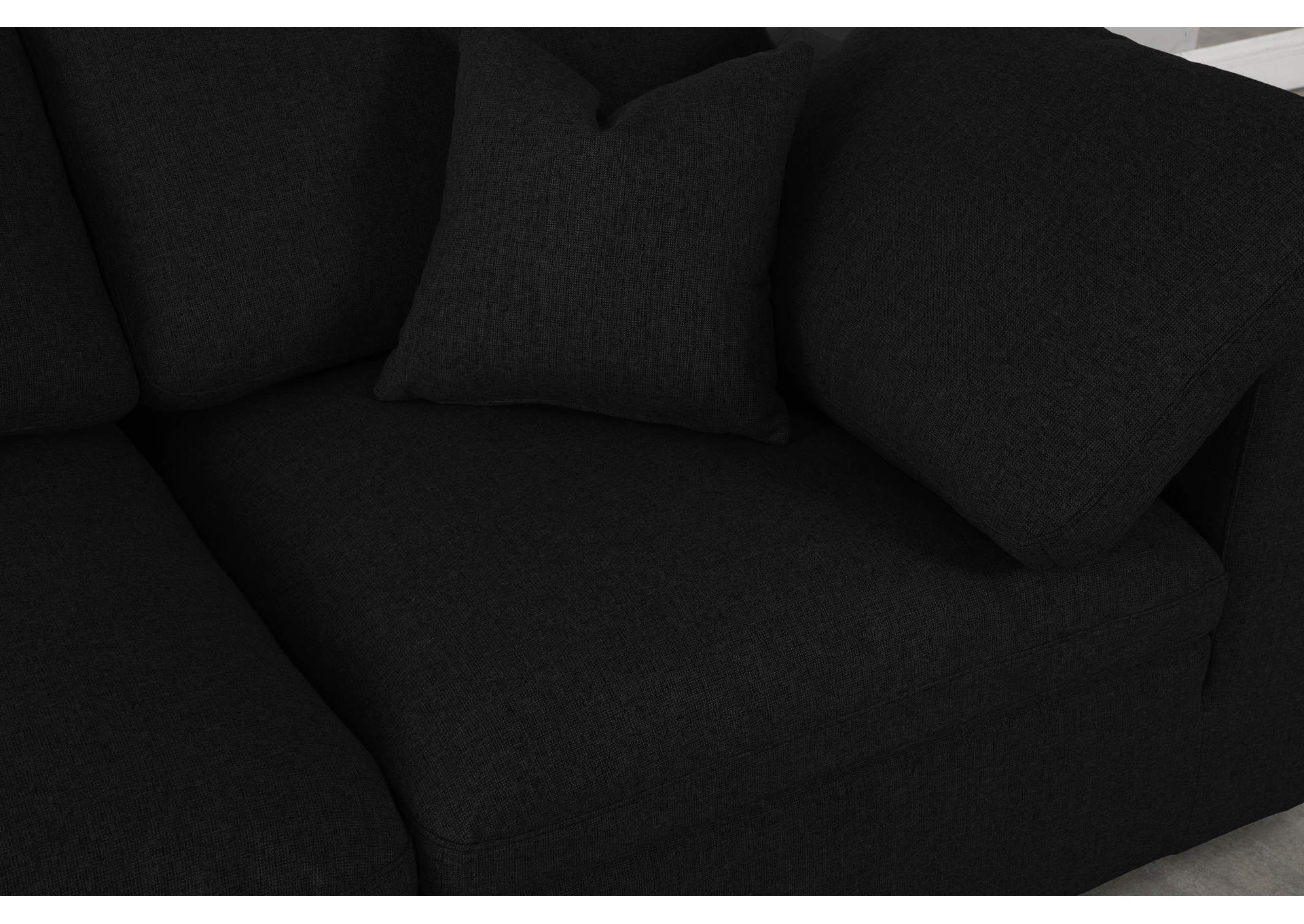 Serene Black Linen Textured Fabric Deluxe Comfort Modular Sectional