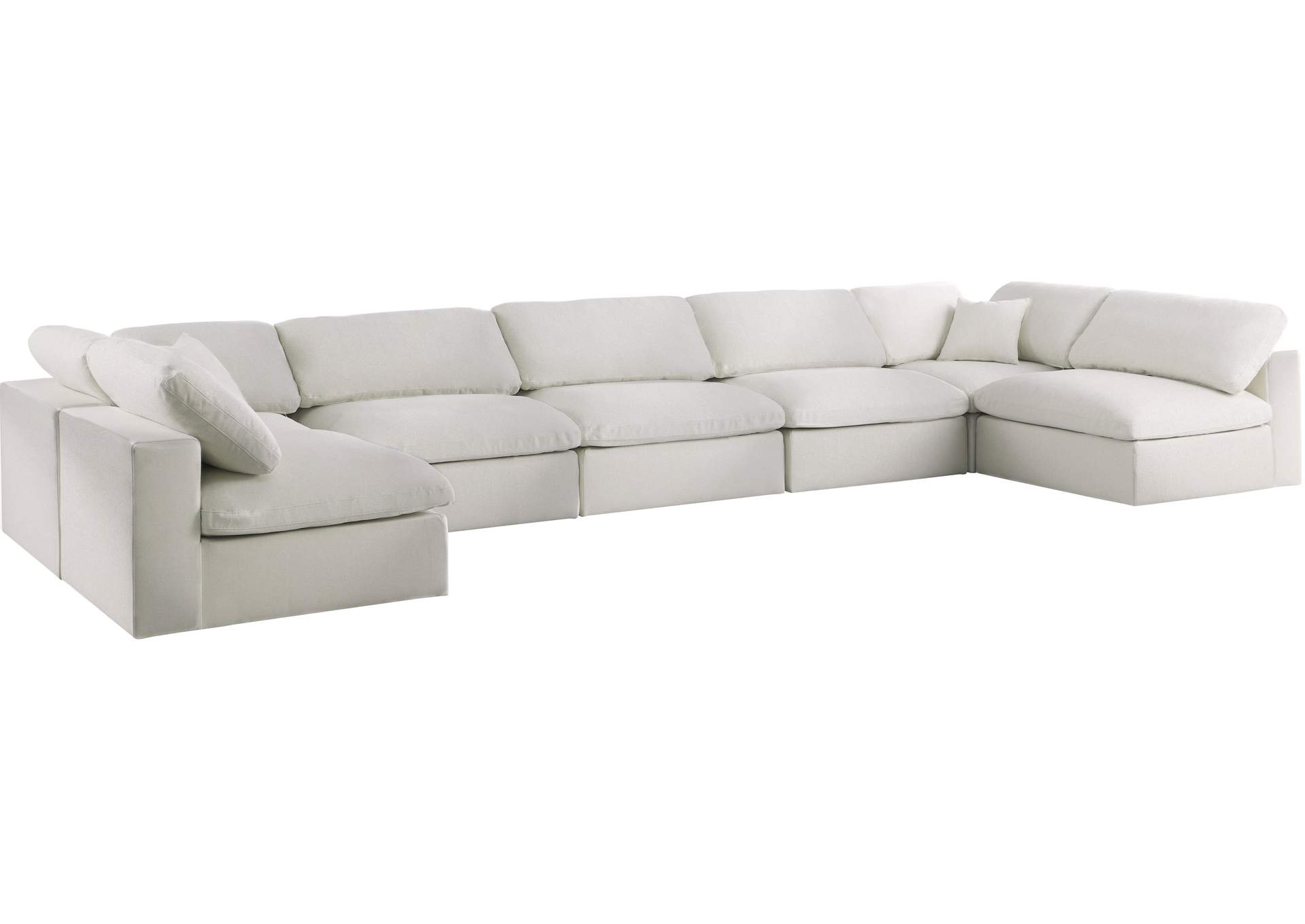 Serene Cream Linen Textured Fabric Deluxe Comfort Modular Sectional