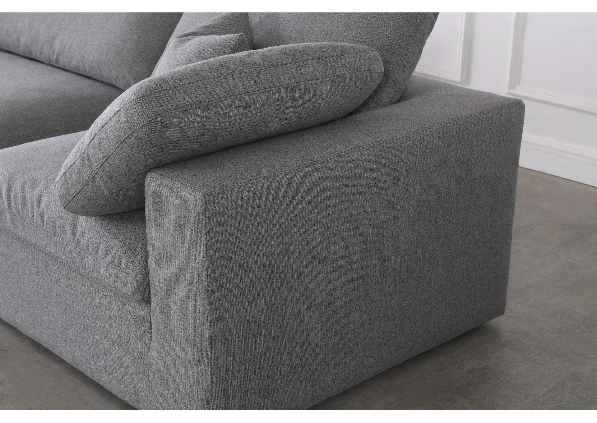 Serene Grey Linen Textured Fabric Deluxe Comfort Modular Sectional