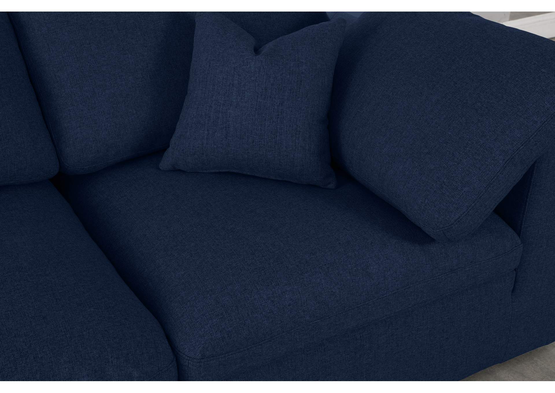 Serene Navy Linen Textured Fabric Deluxe Comfort Modular Sofa