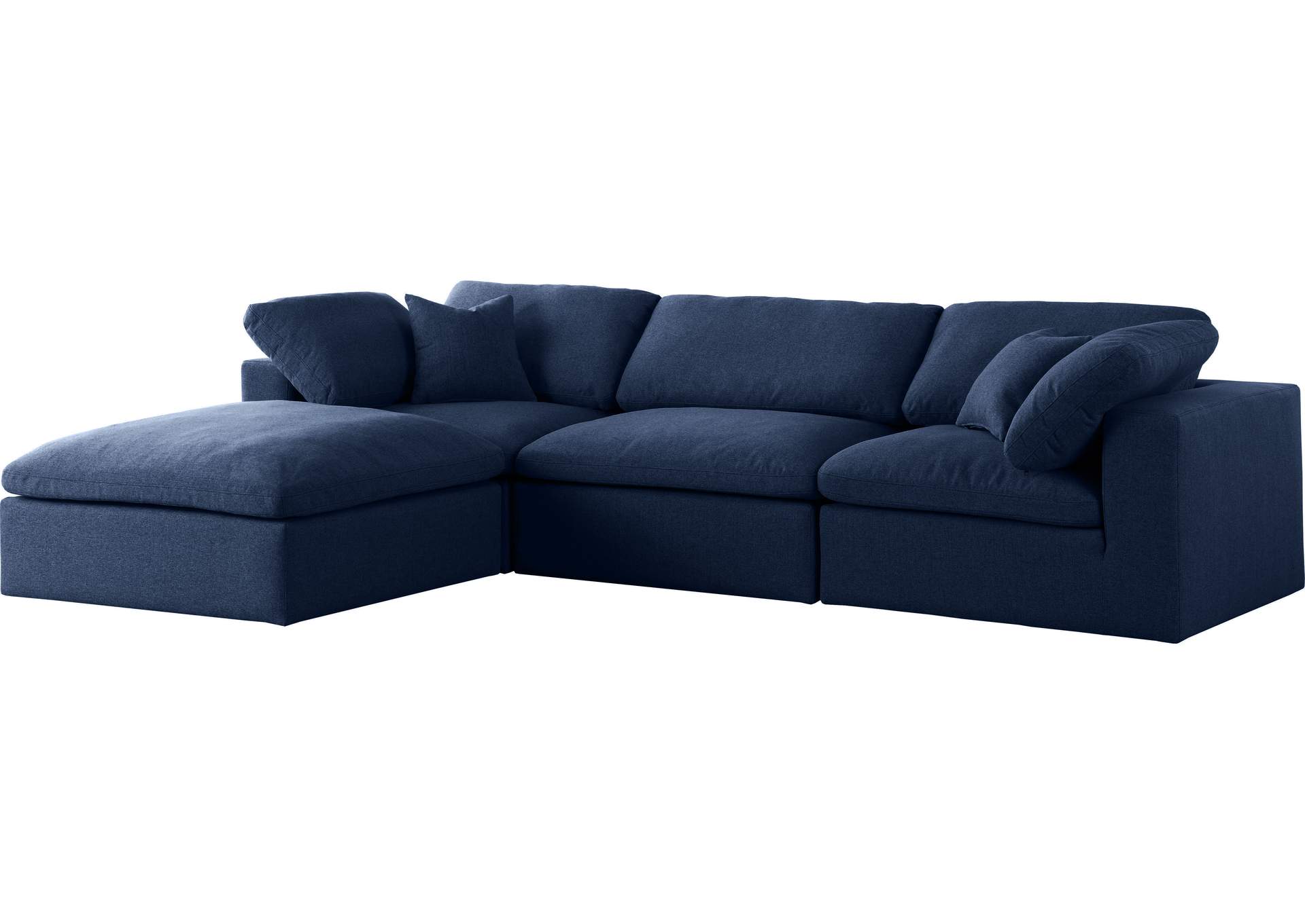 Serene Navy Linen Textured Fabric Deluxe Comfort Modular Sectional