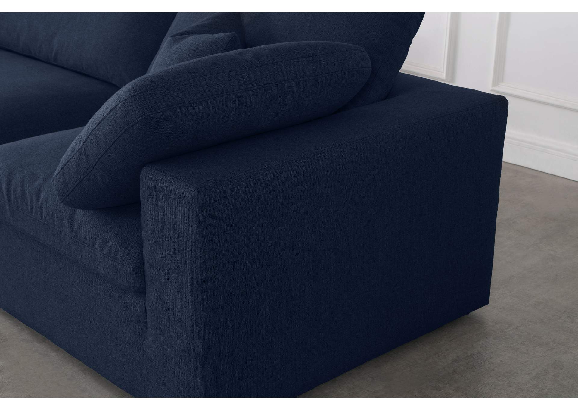 Serene Navy Linen Textured Fabric Deluxe Comfort Modular Sectional