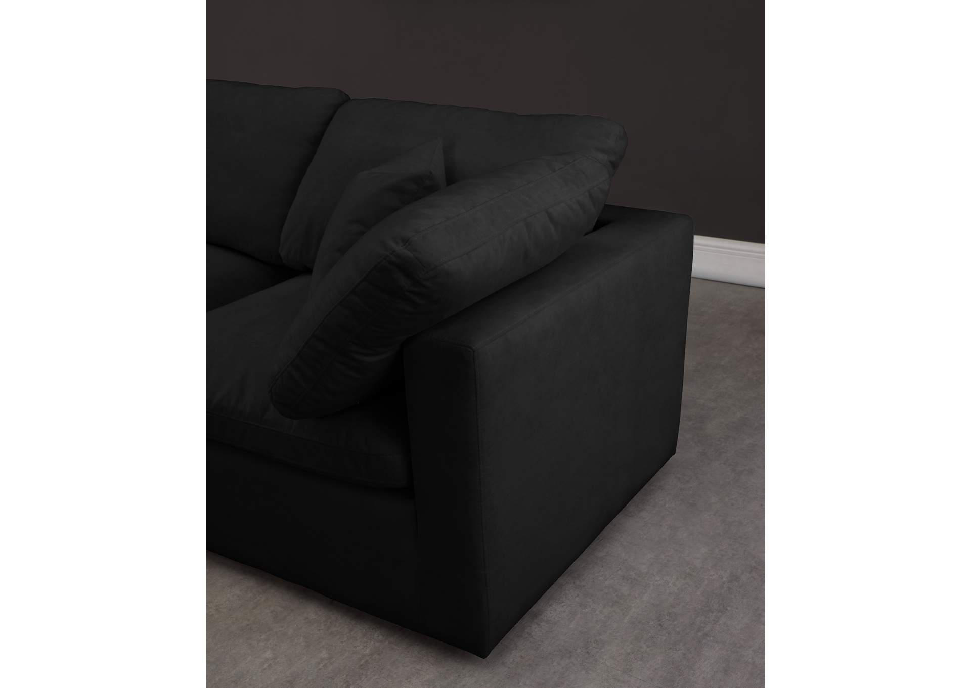 Plush Black Velvet Standard Comfort Modular Sectional