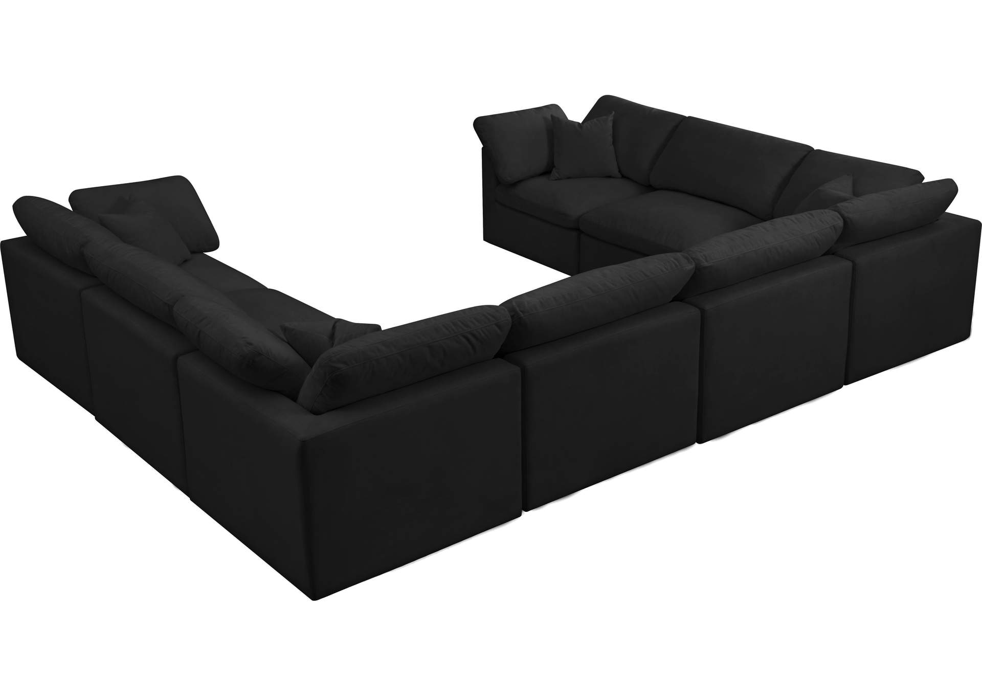 Plush Black Velvet Standard Comfort Modular Sectional
