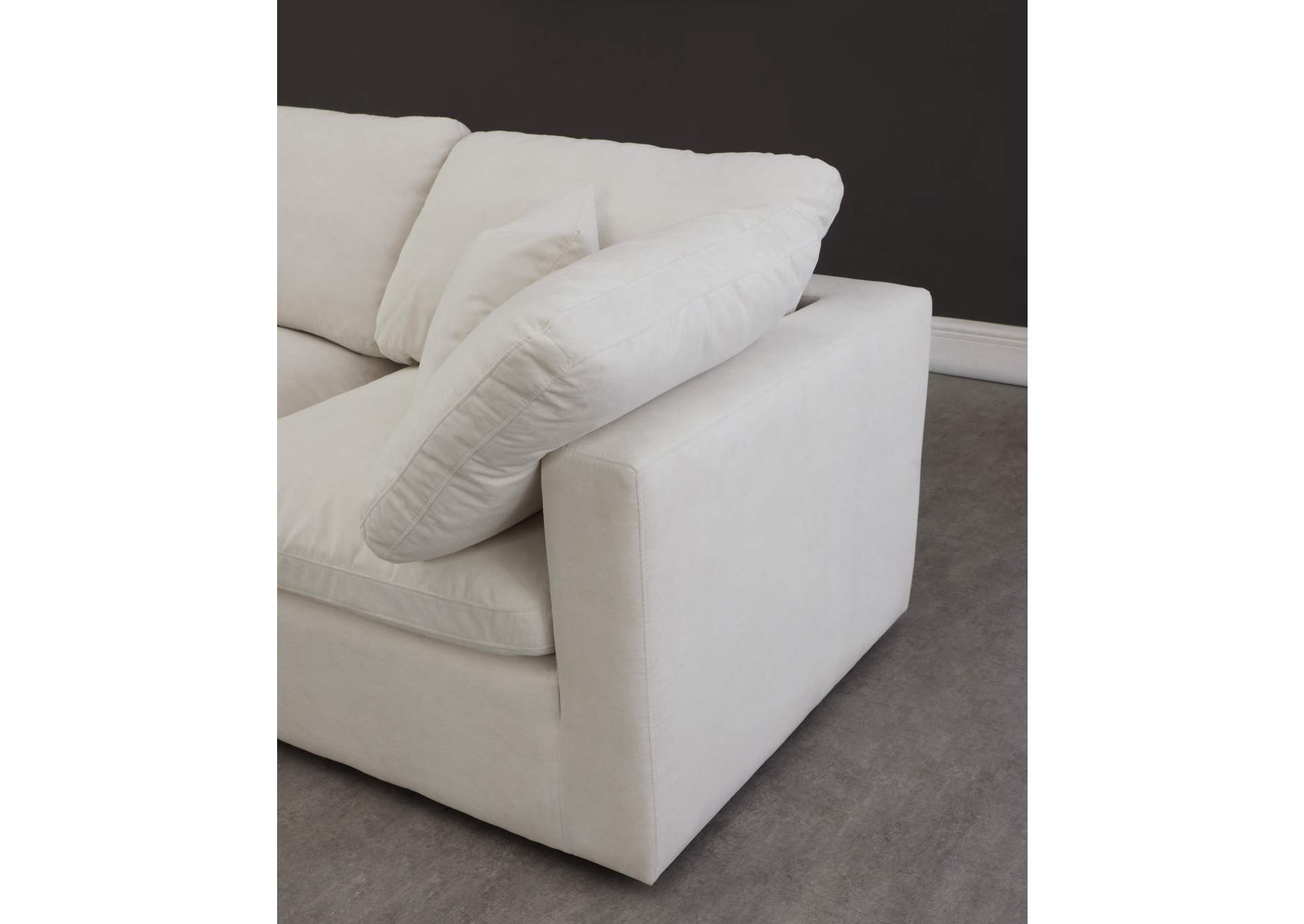 Plush Cream Velvet Standard Comfort Modular Sectional