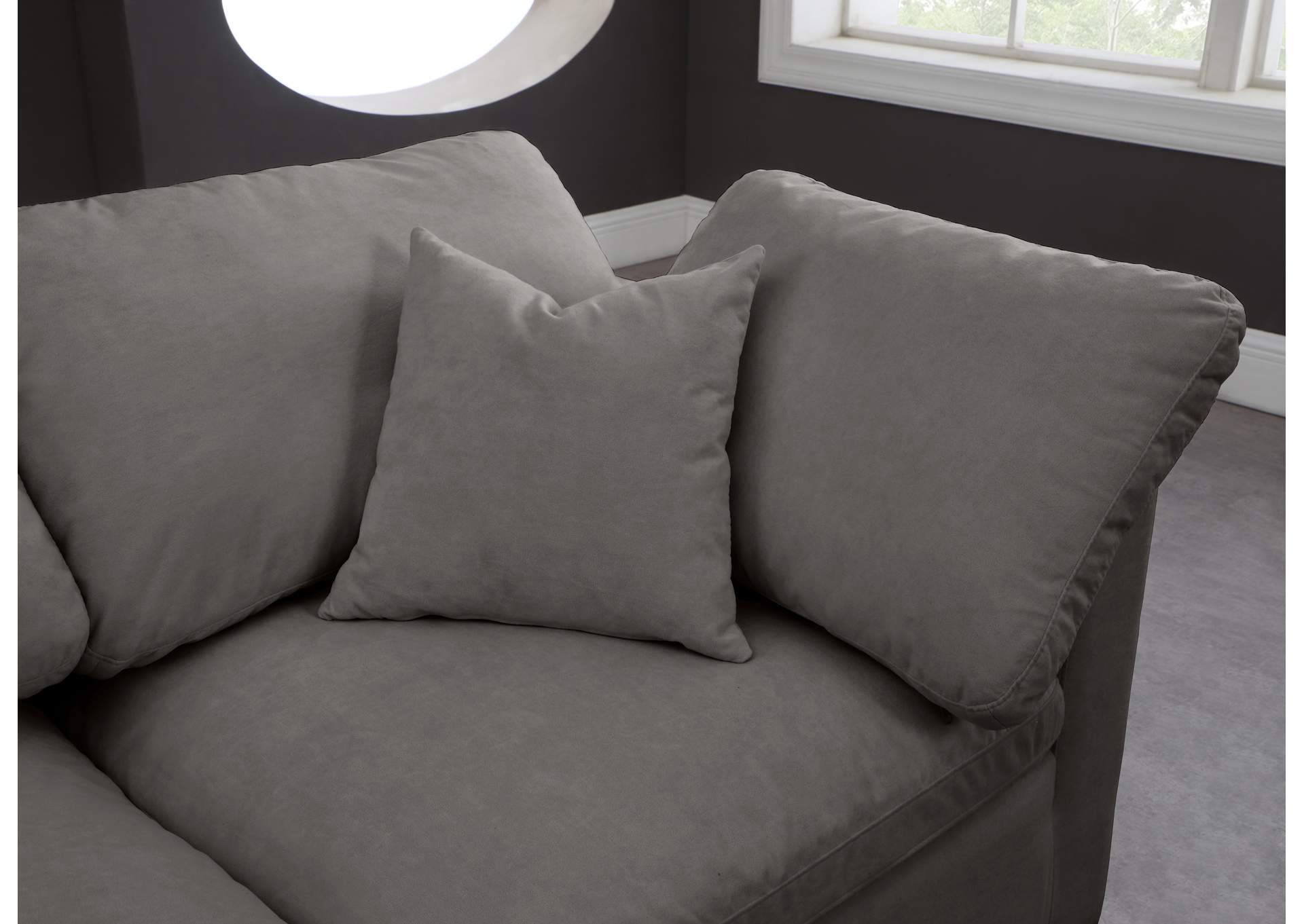 Plush Grey Velvet Standard Comfort Modular Sofa