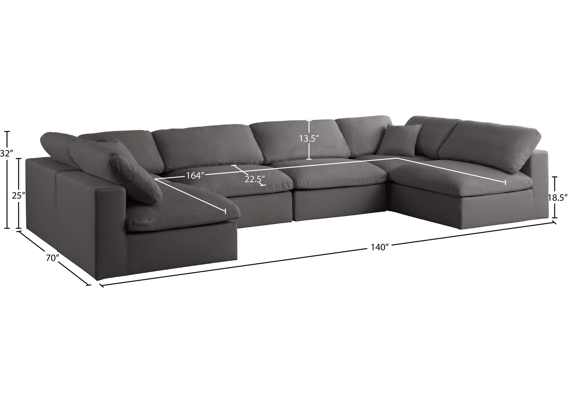 Plush Grey Velvet Standard Comfort Modular Sectional