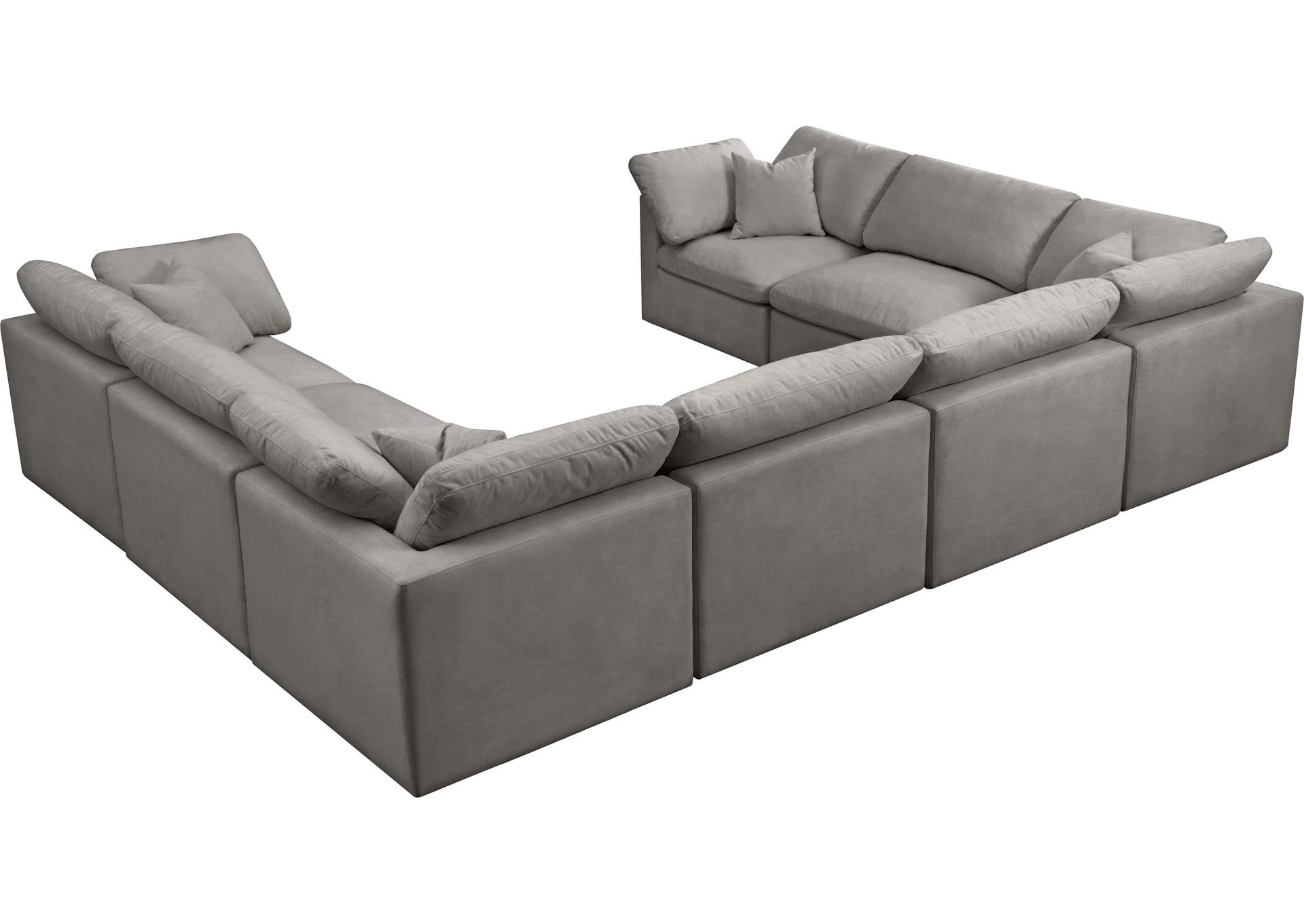 Plush Grey Velvet Standard Comfort Modular Sectional