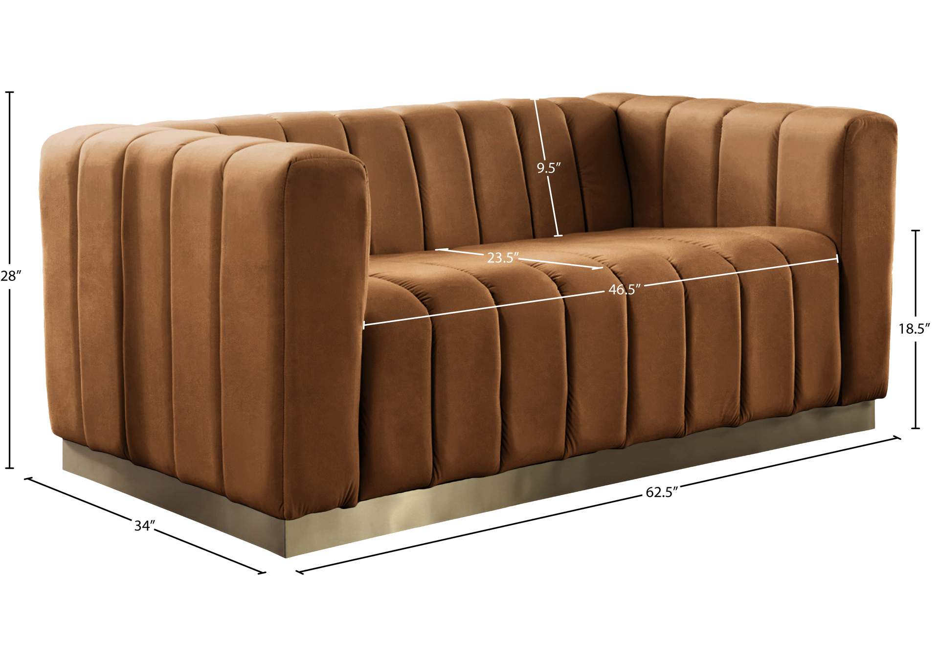 Marlon Saddle Velvet Loveseat