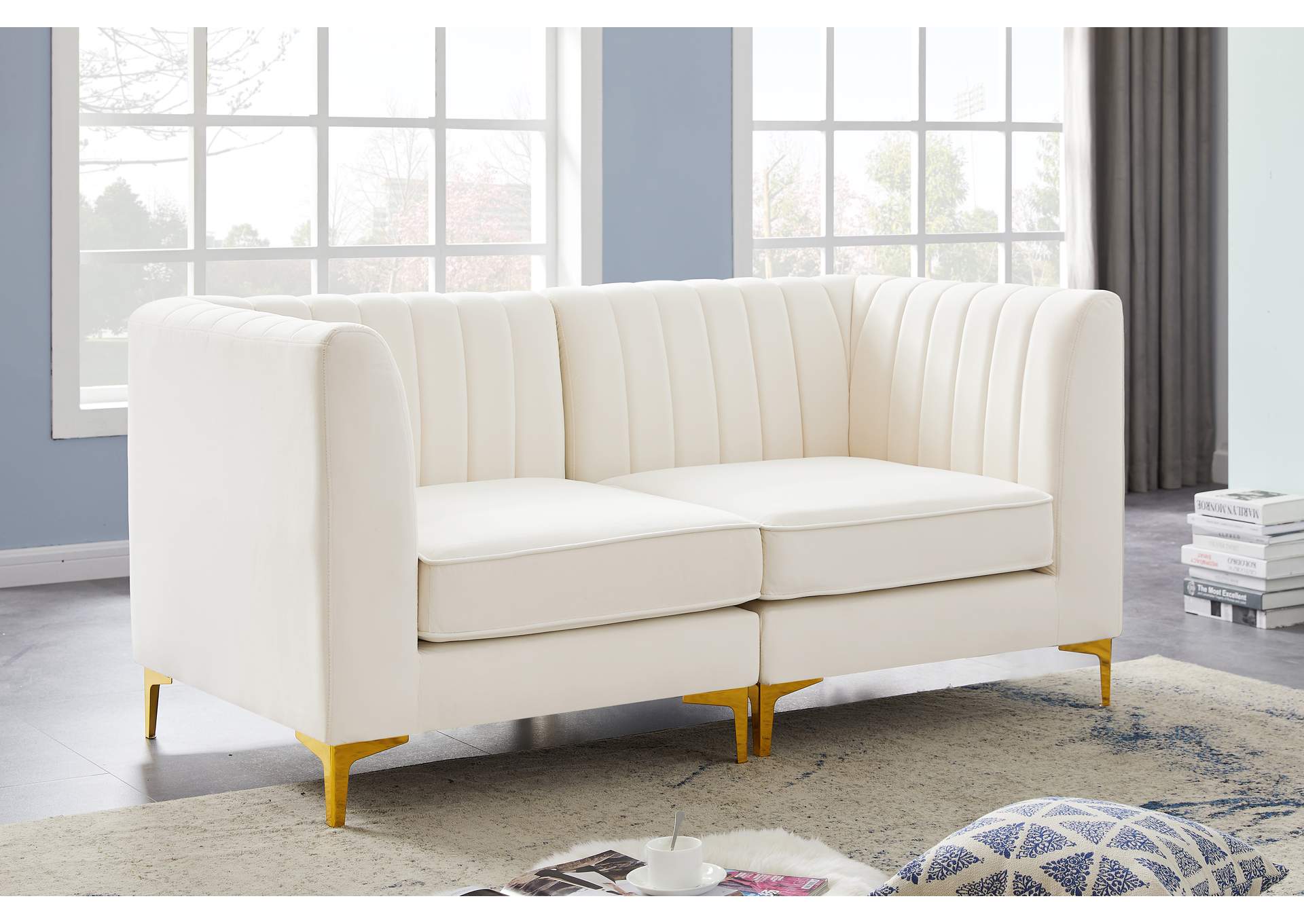 Alina Cream Velvet Modular Sofa